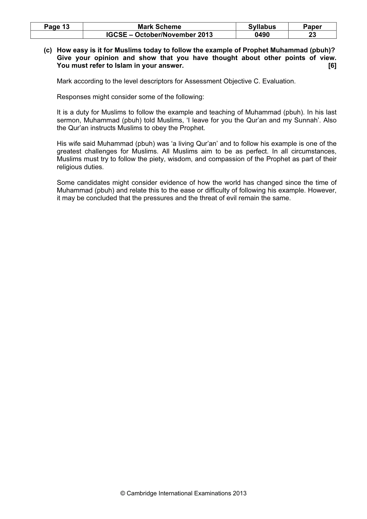 Mark scheme, page 13 of 17