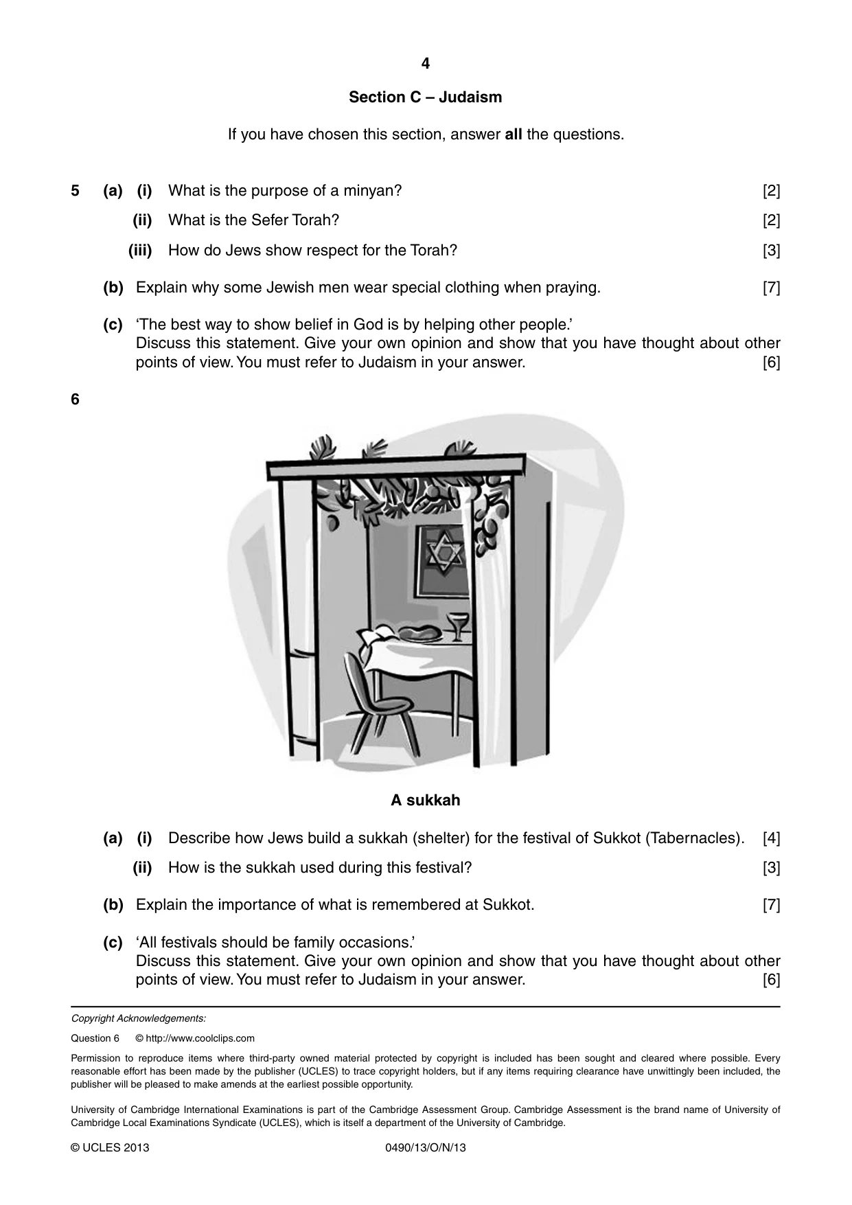 Cambridge IGCSE Religious Studies 0490 2013 Oct/Nov Paper 1 · Variant 3 question paper, page 4 of 4