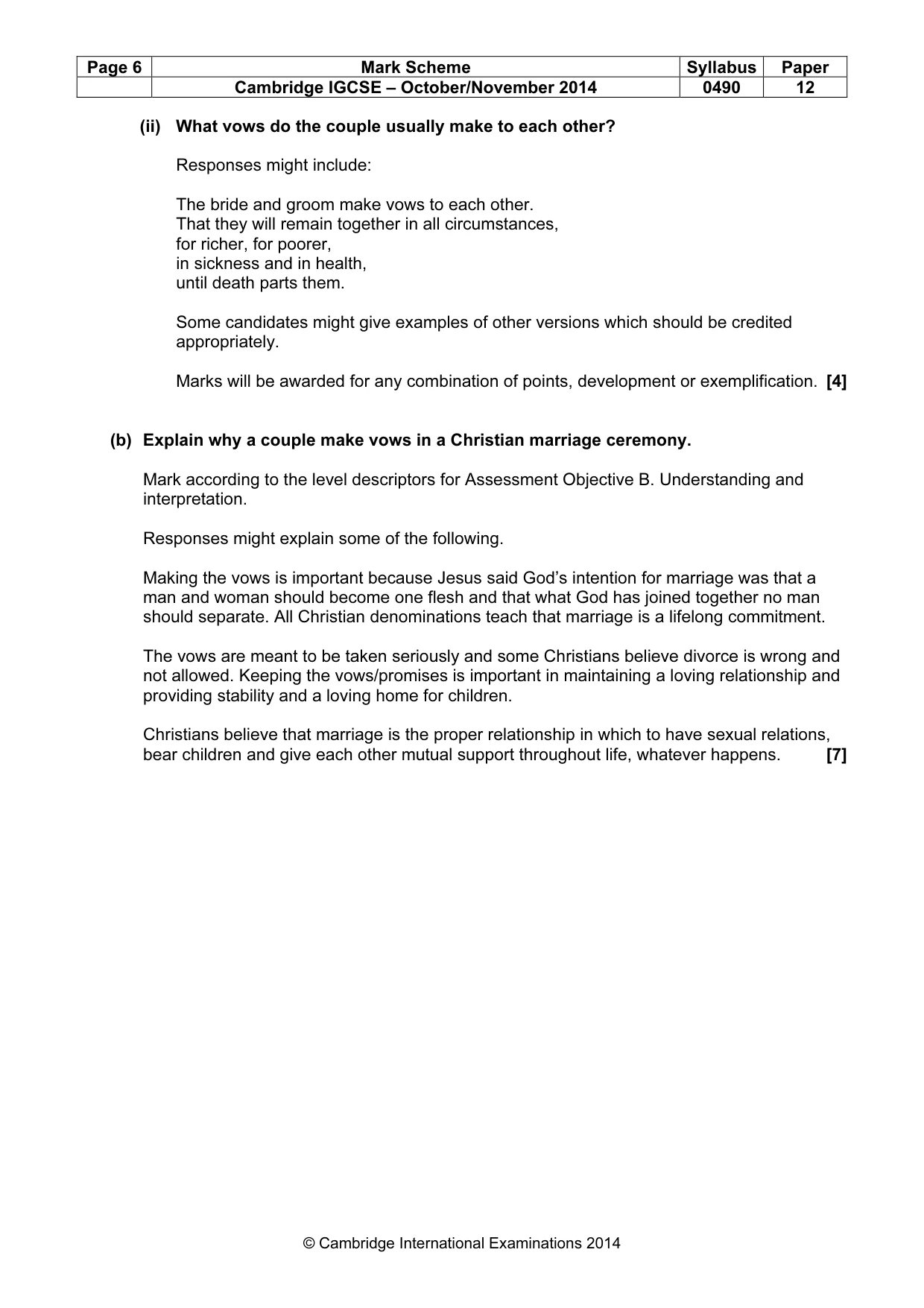 Mark scheme, page 6 of 14