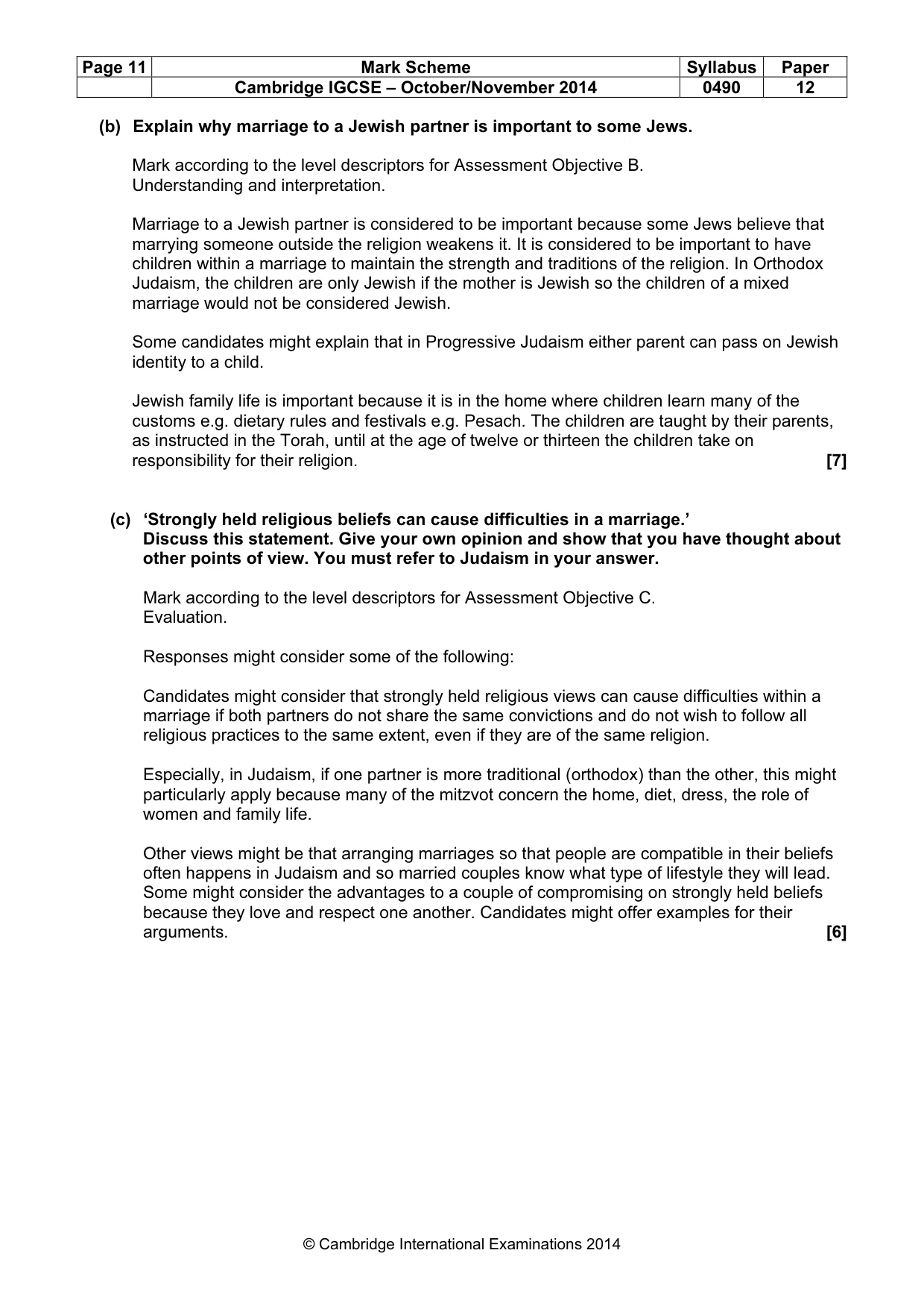 Mark scheme, page 11 of 14