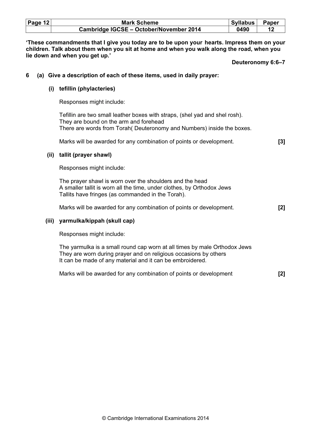 Mark scheme, page 12 of 14