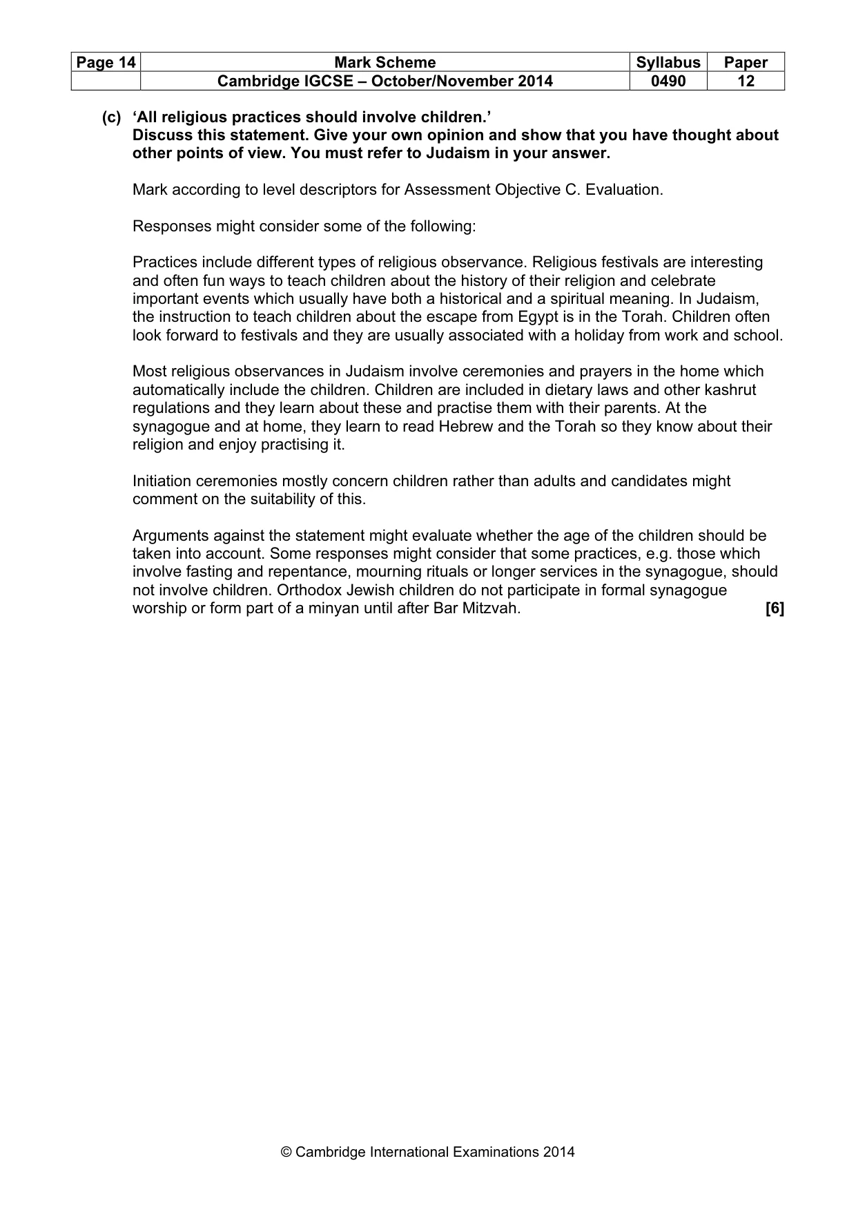 Mark scheme, page 14 of 14