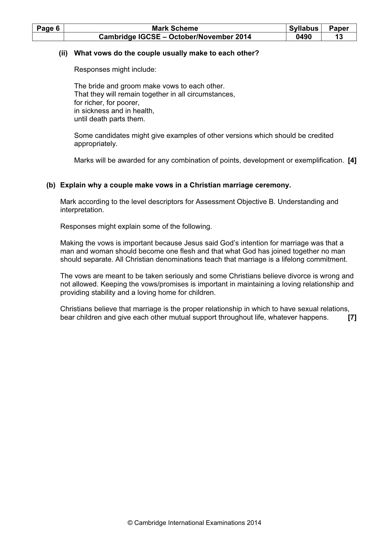 Mark scheme, page 6 of 14