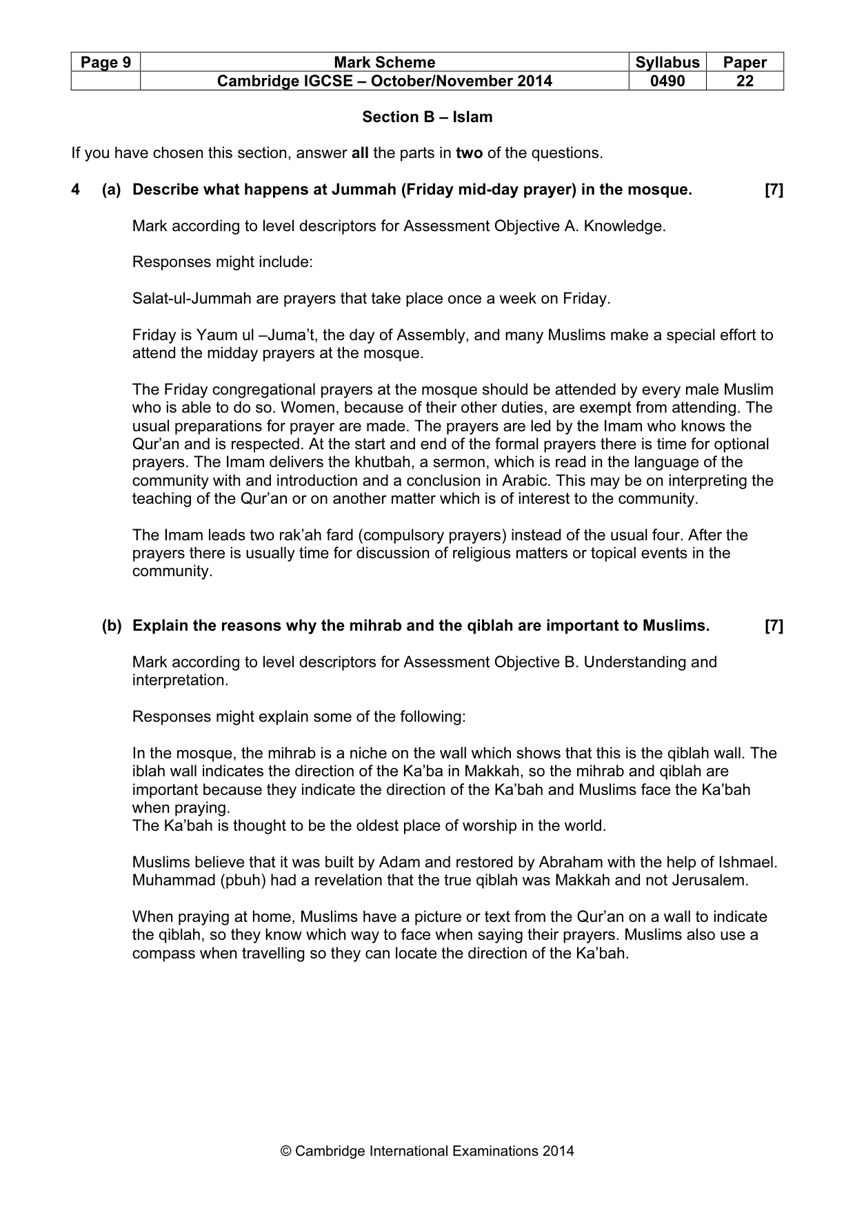 Mark scheme, page 9 of 17