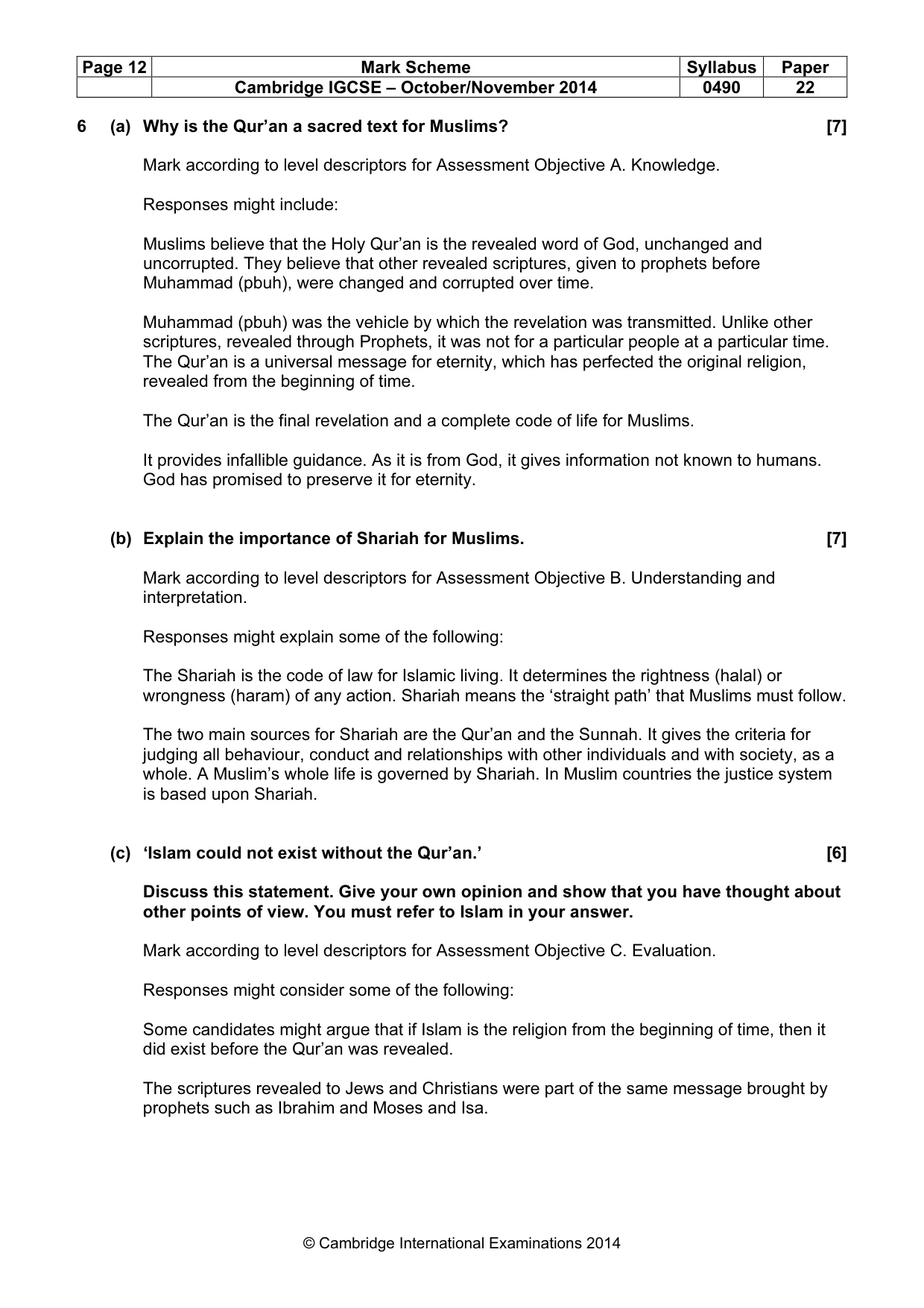 Mark scheme, page 12 of 17
