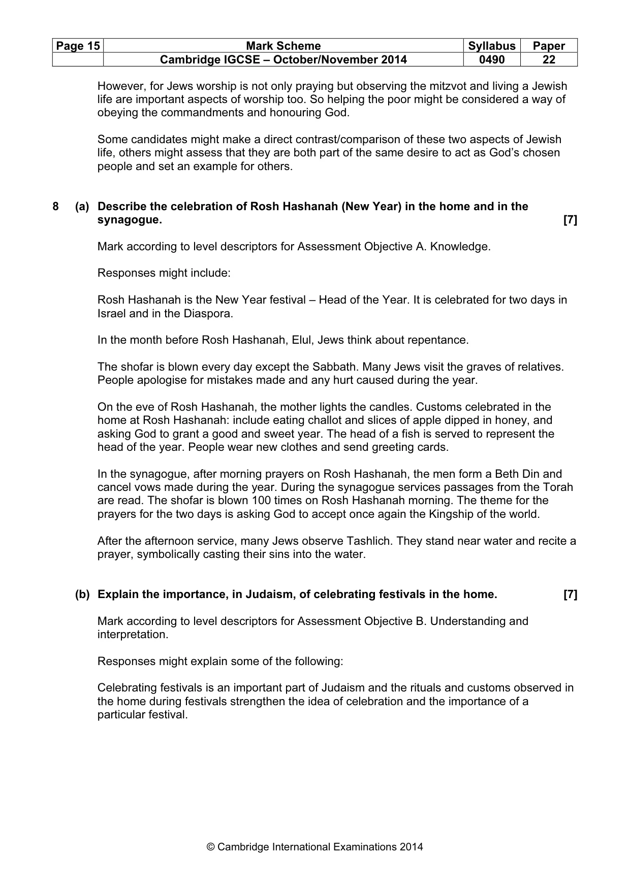 Mark scheme, page 15 of 17