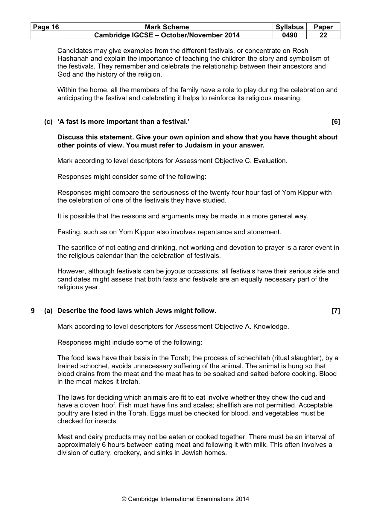 Mark scheme, page 16 of 17