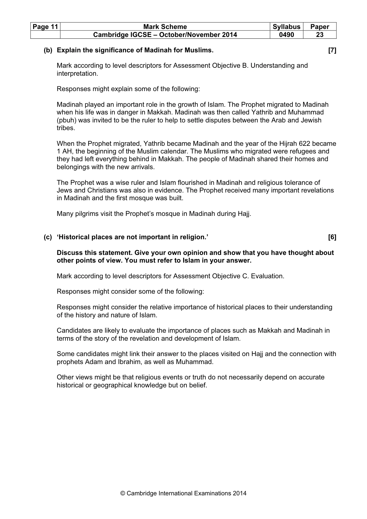 Mark scheme, page 11 of 17