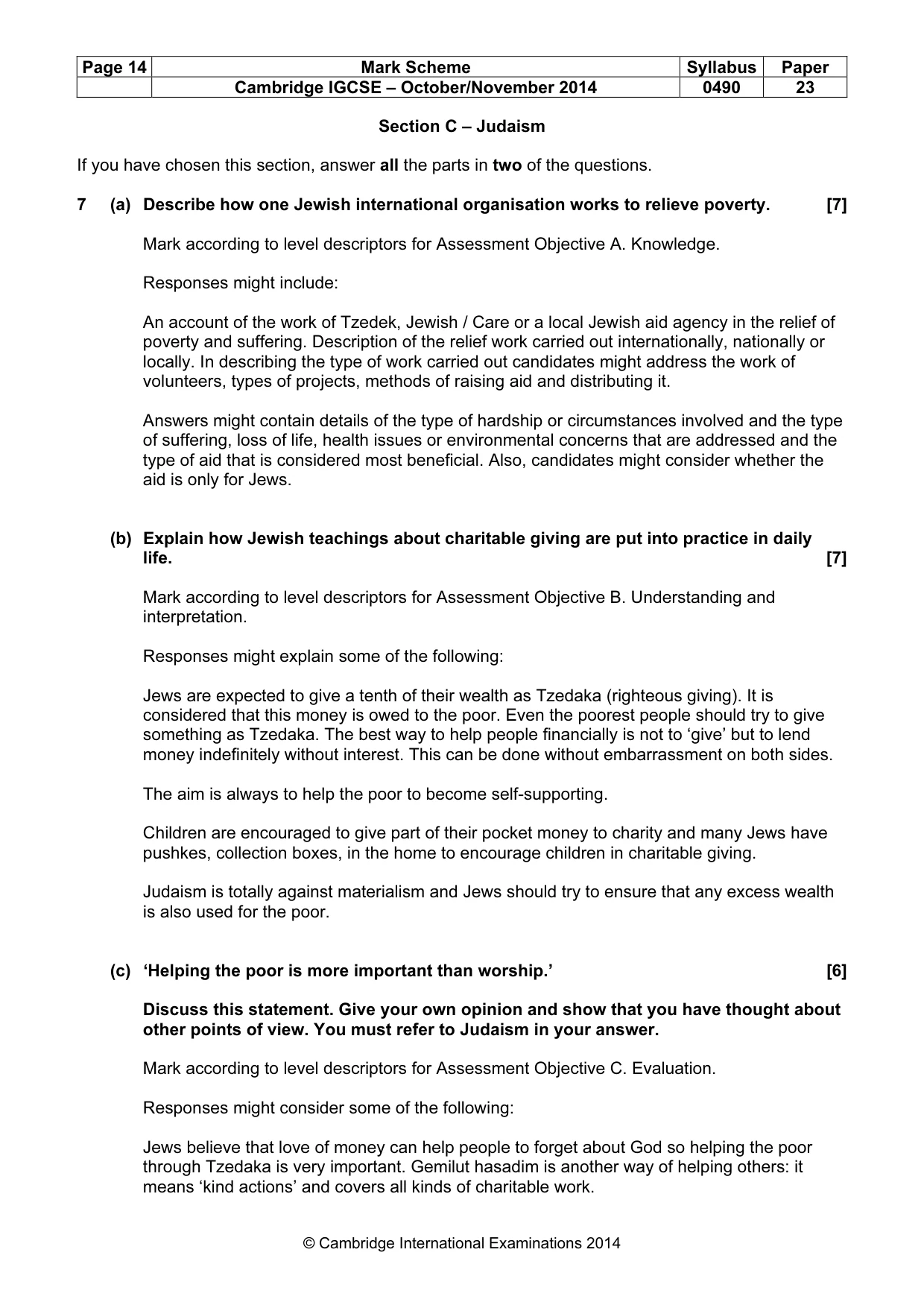Mark scheme, page 14 of 17
