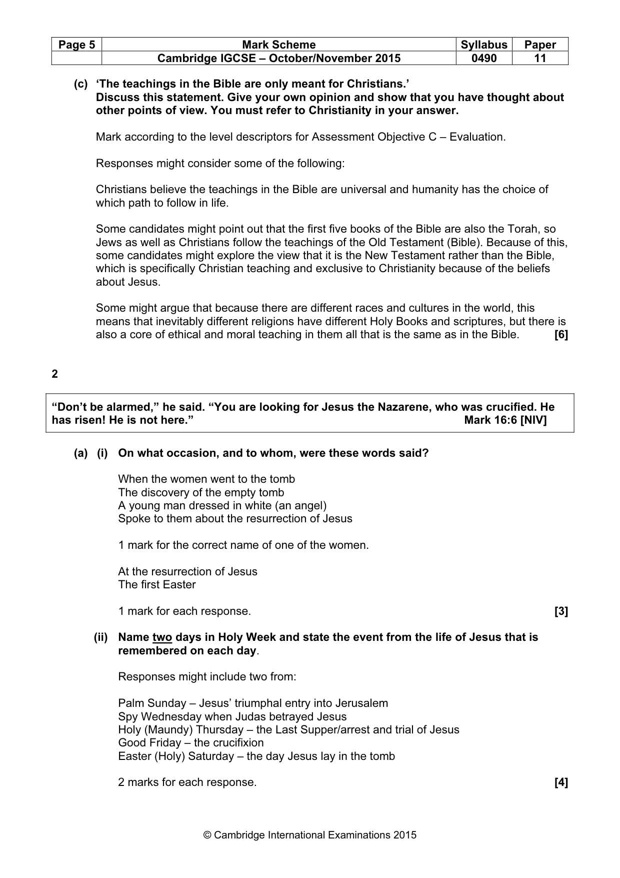 Mark scheme, page 5 of 12
