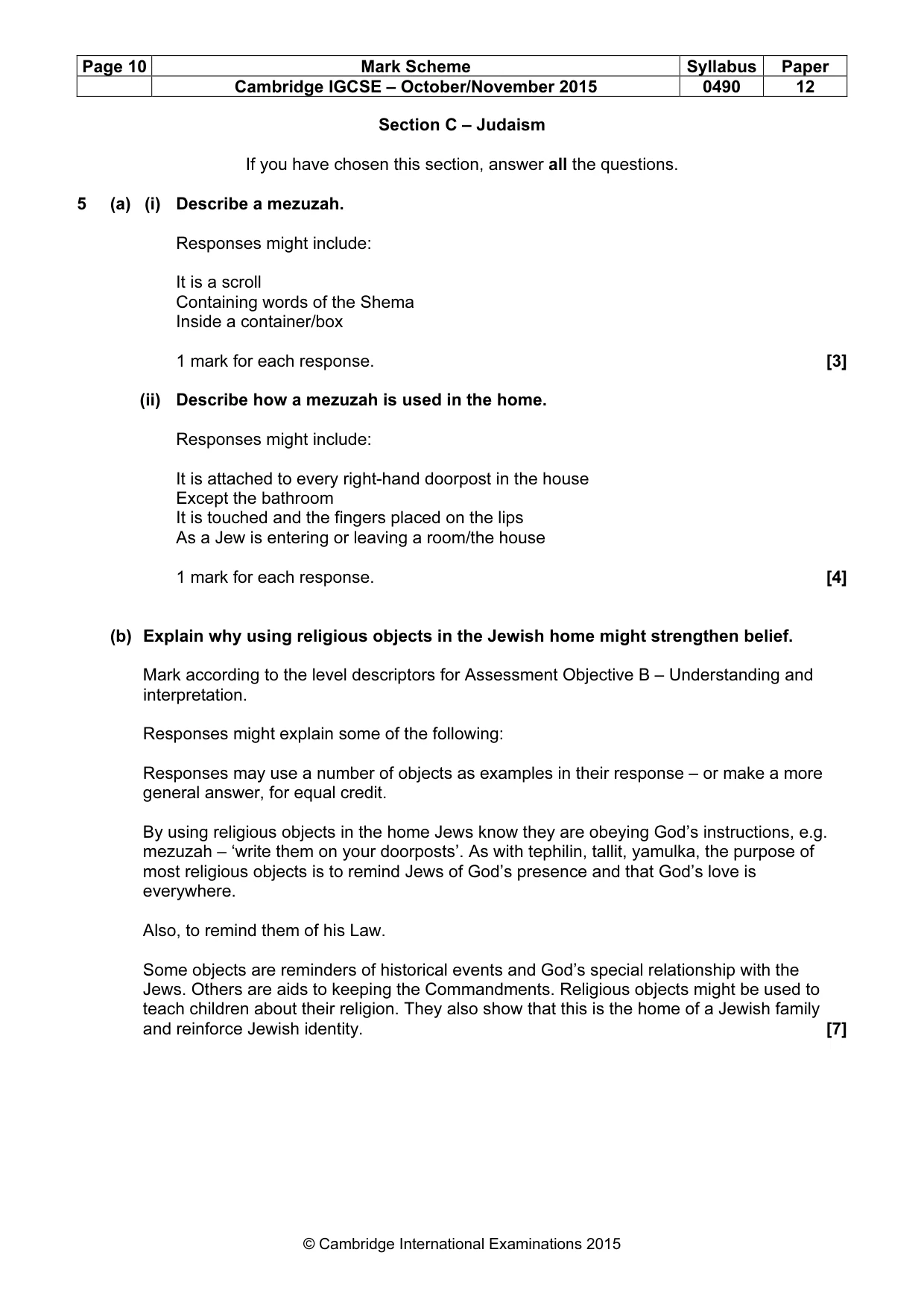 Mark scheme, page 10 of 12