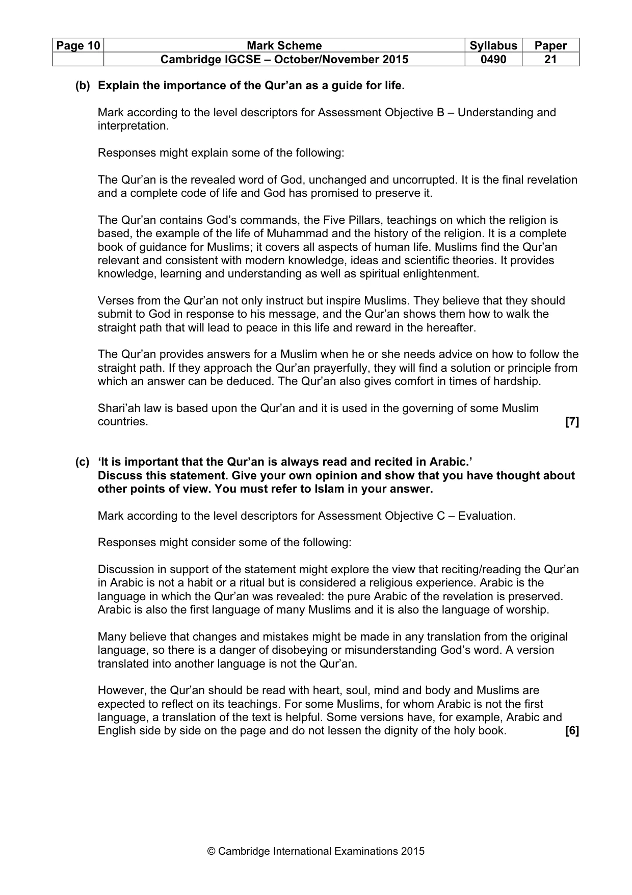 Mark scheme, page 10 of 17