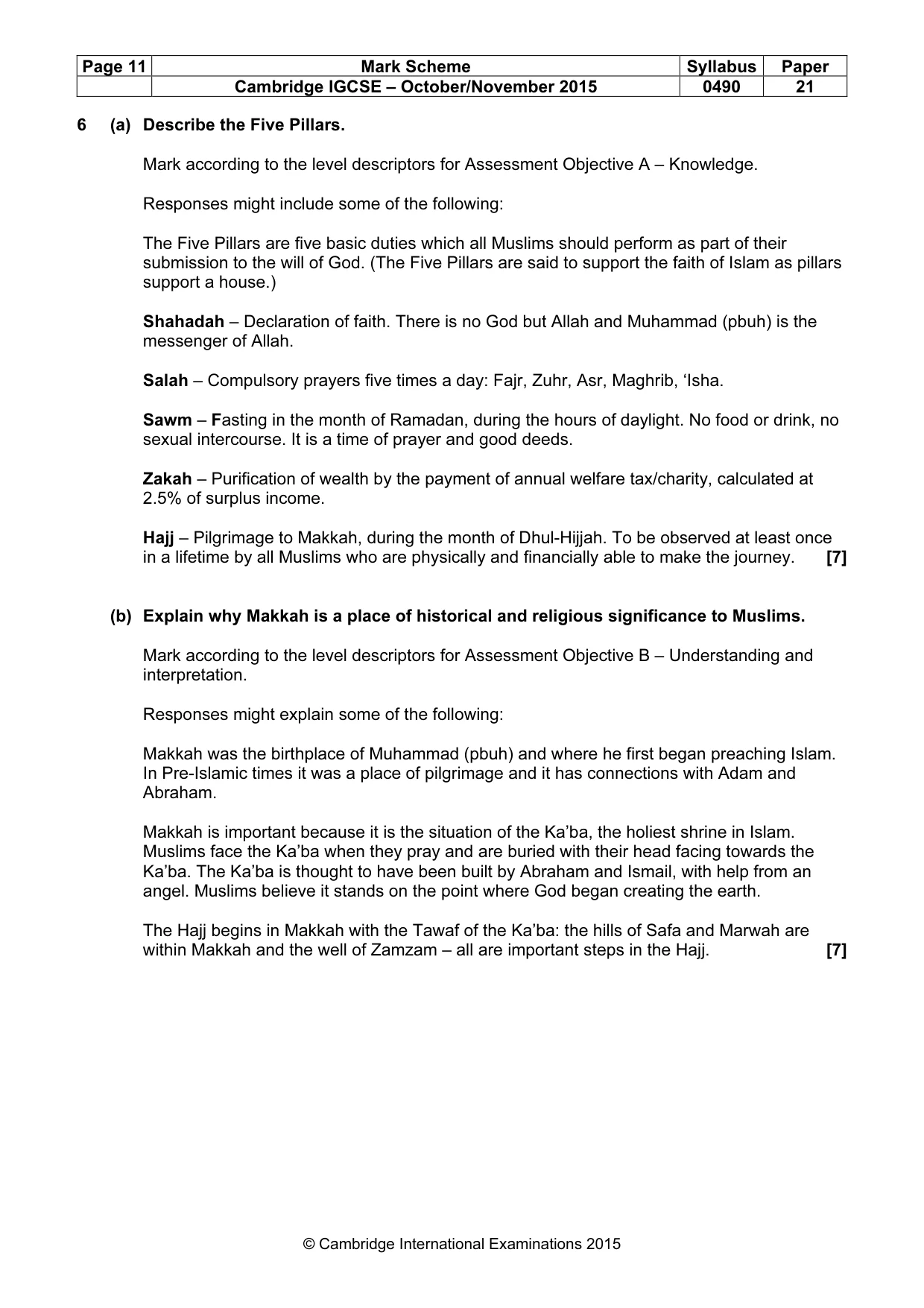 Mark scheme, page 11 of 17