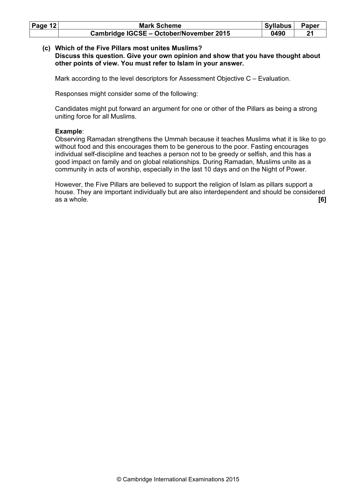Mark scheme, page 12 of 17