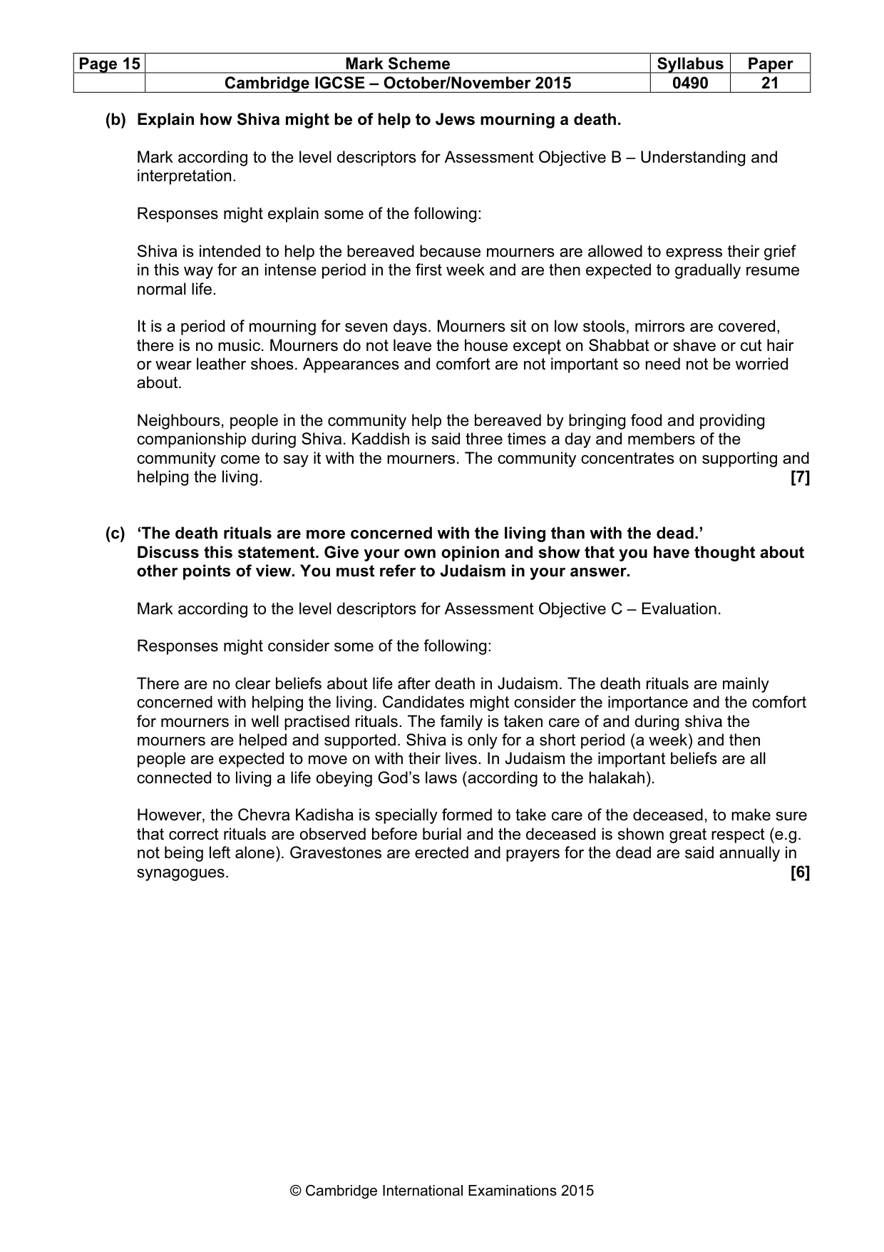 Mark scheme, page 15 of 17