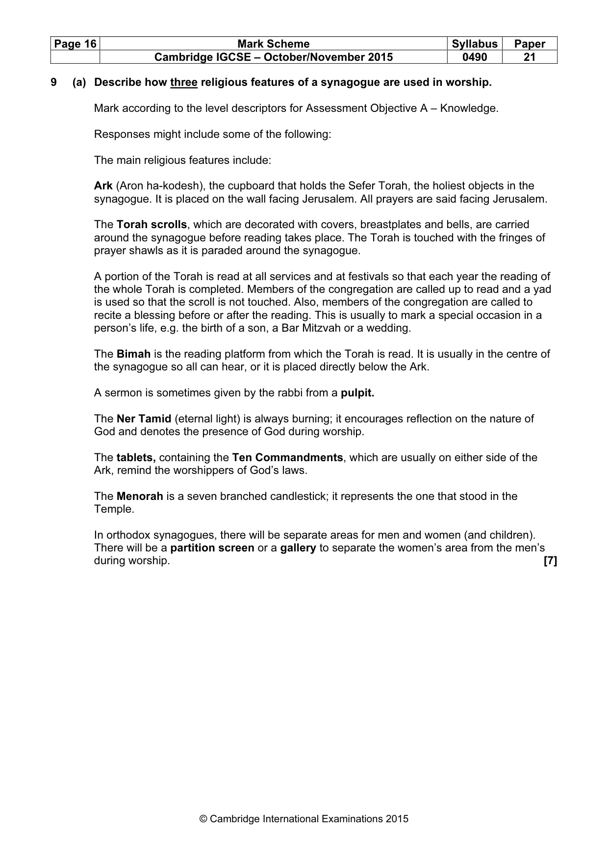 Mark scheme, page 16 of 17