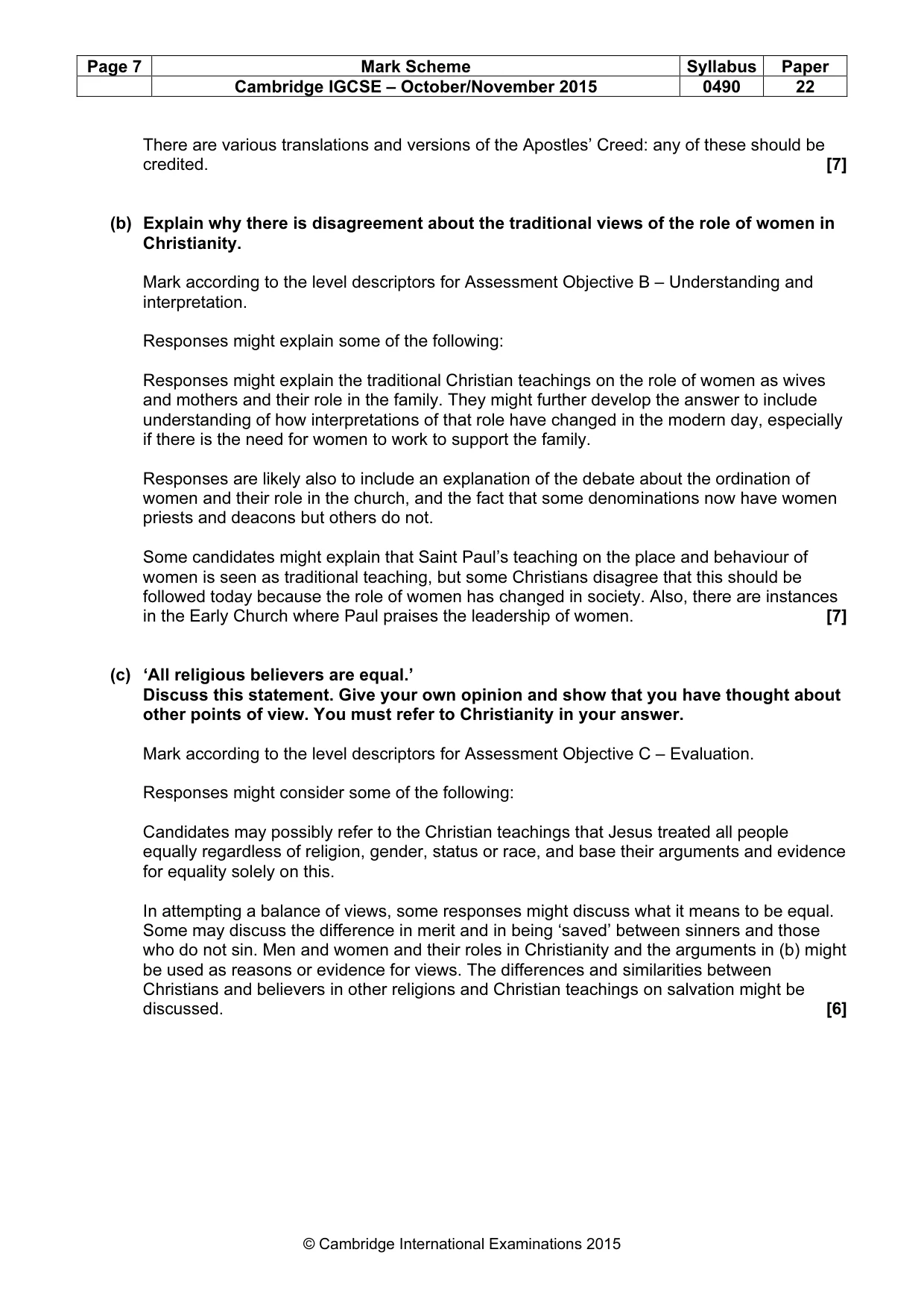 Mark scheme, page 7 of 17