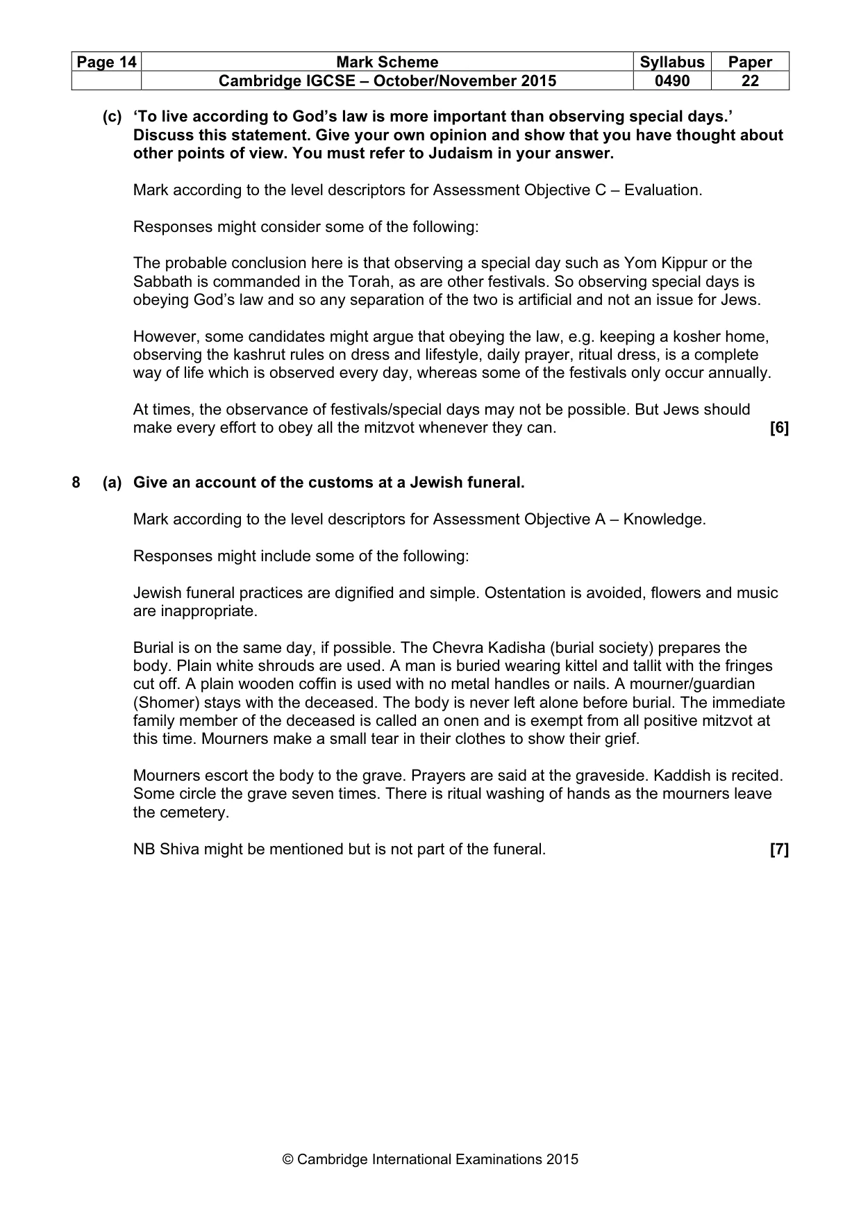 Mark scheme, page 14 of 17
