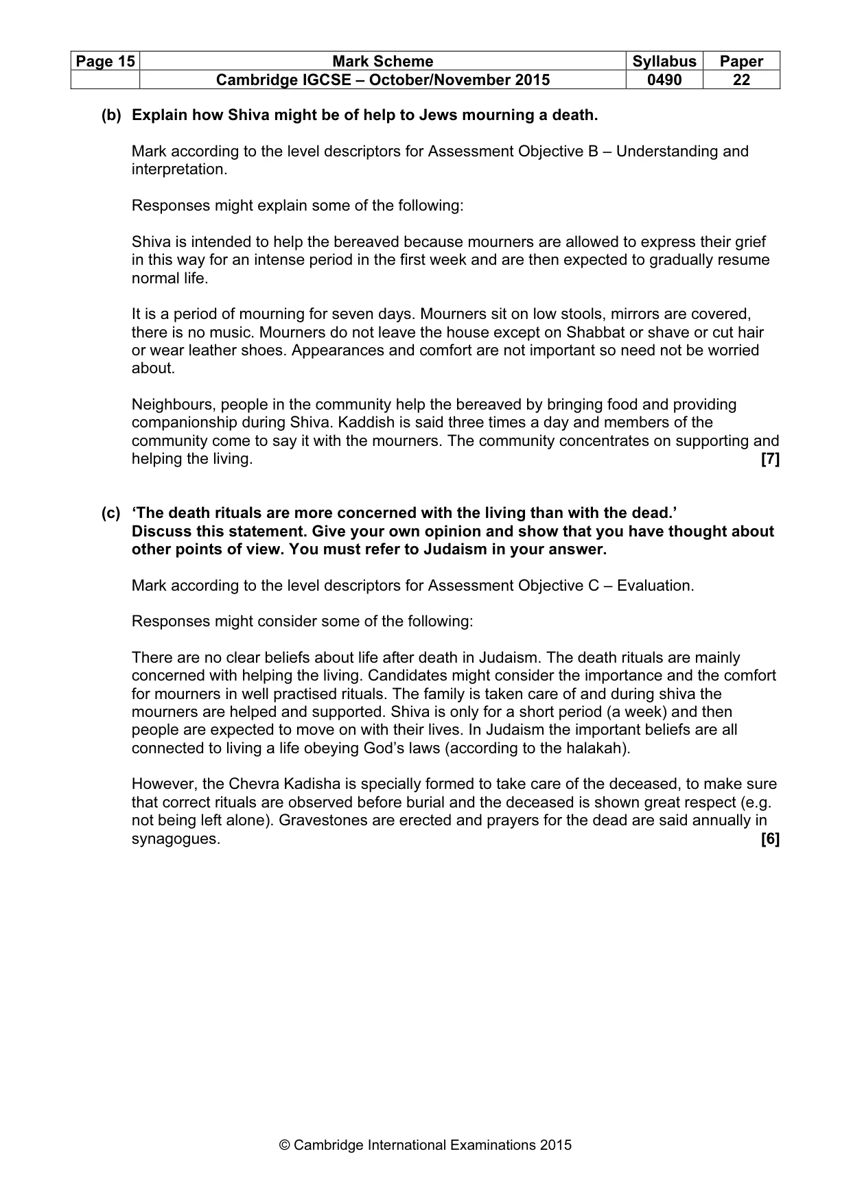 Mark scheme, page 15 of 17
