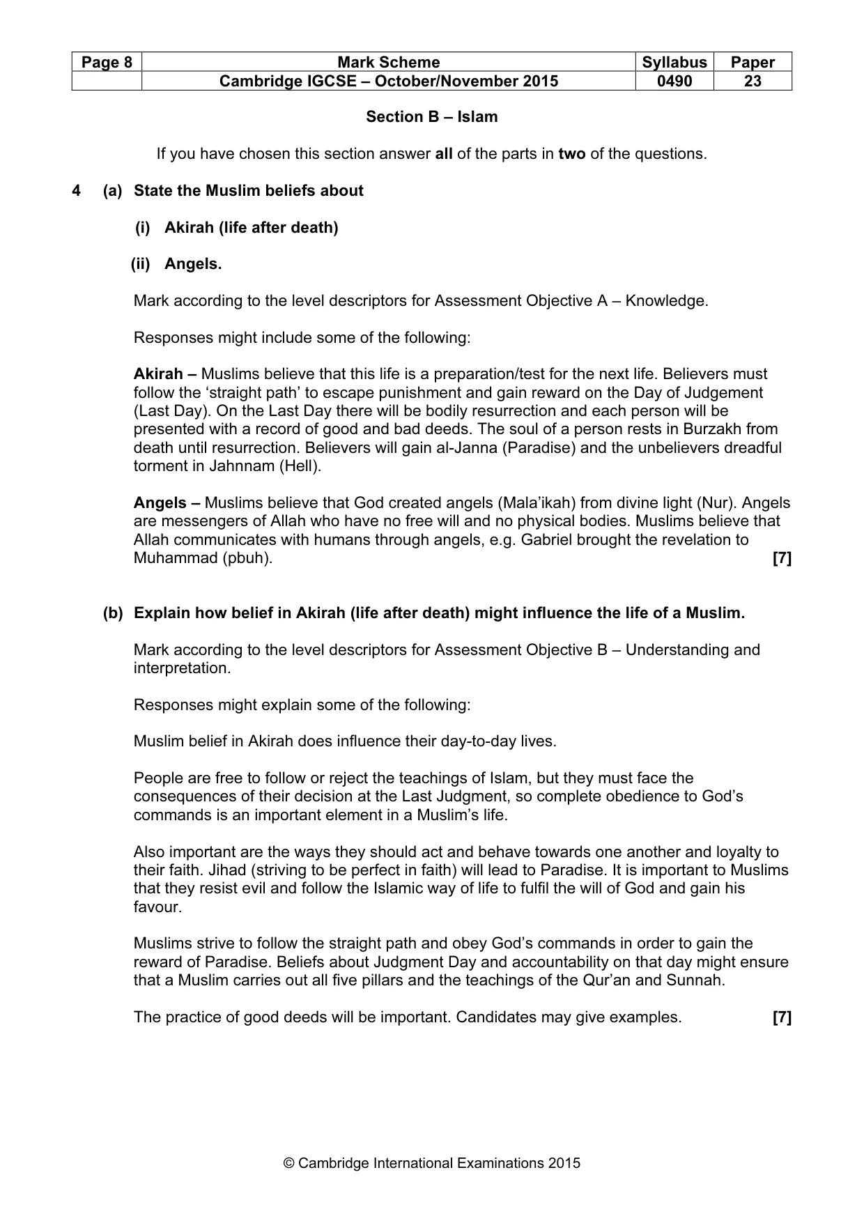 Mark scheme, page 8 of 17