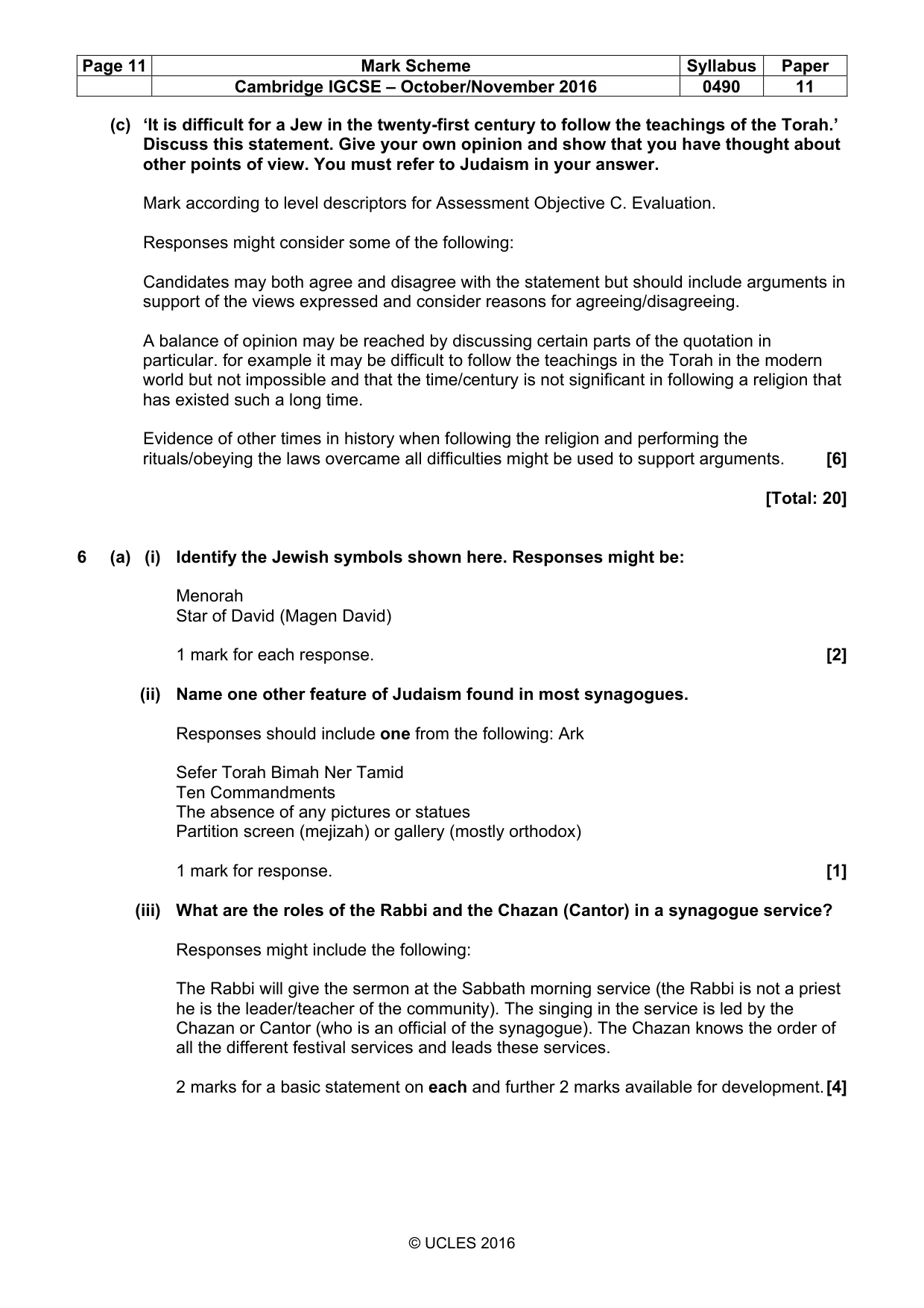 Mark scheme, page 11 of 12