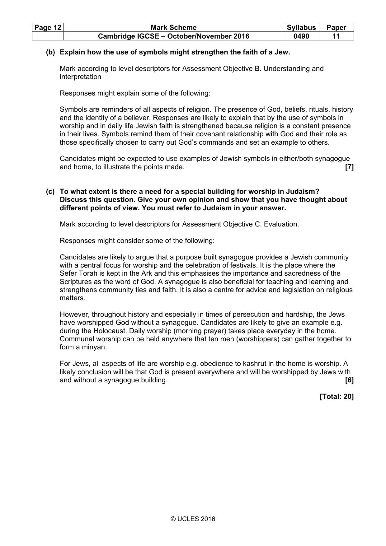 Mark scheme, page 12 of 12