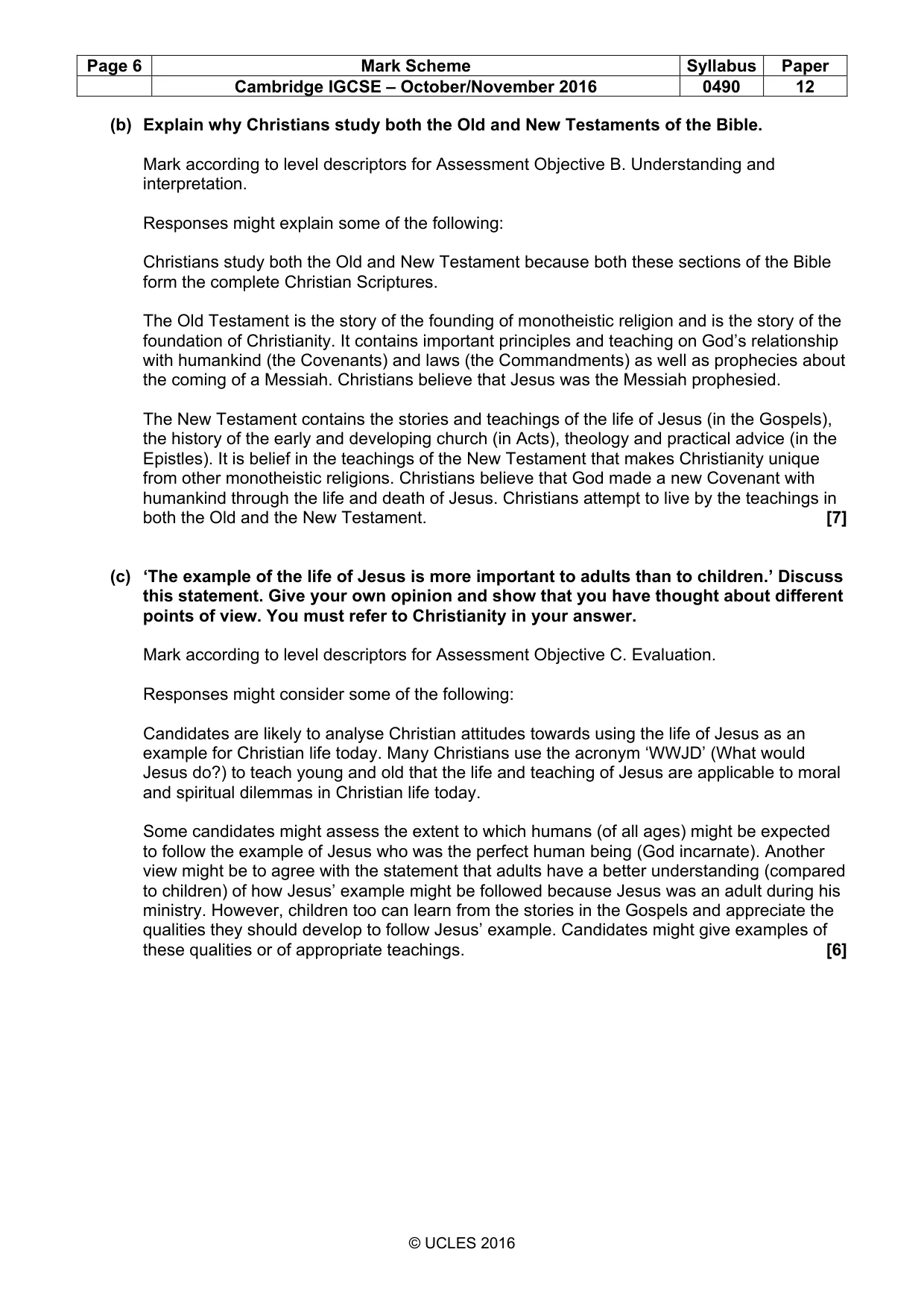 Mark scheme, page 6 of 12