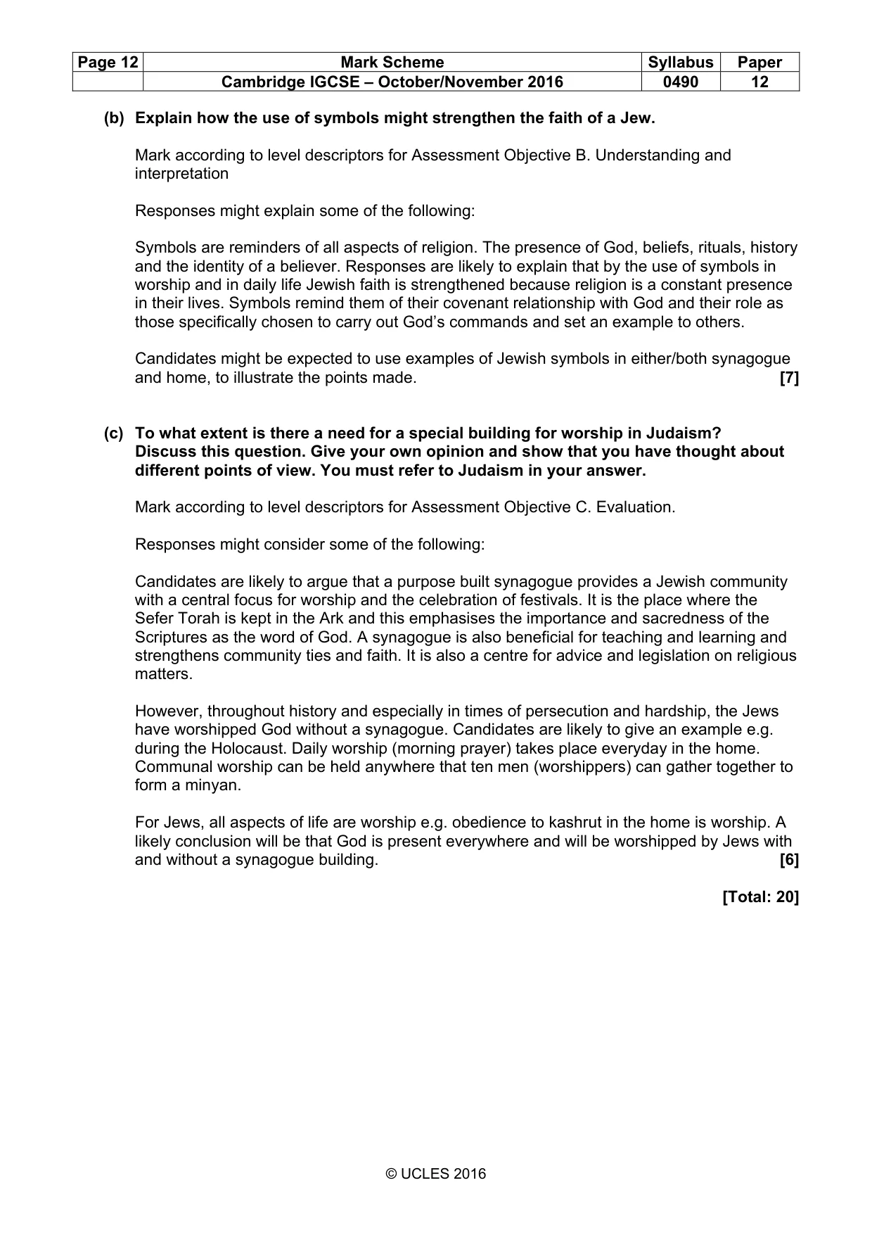 Mark scheme, page 12 of 12