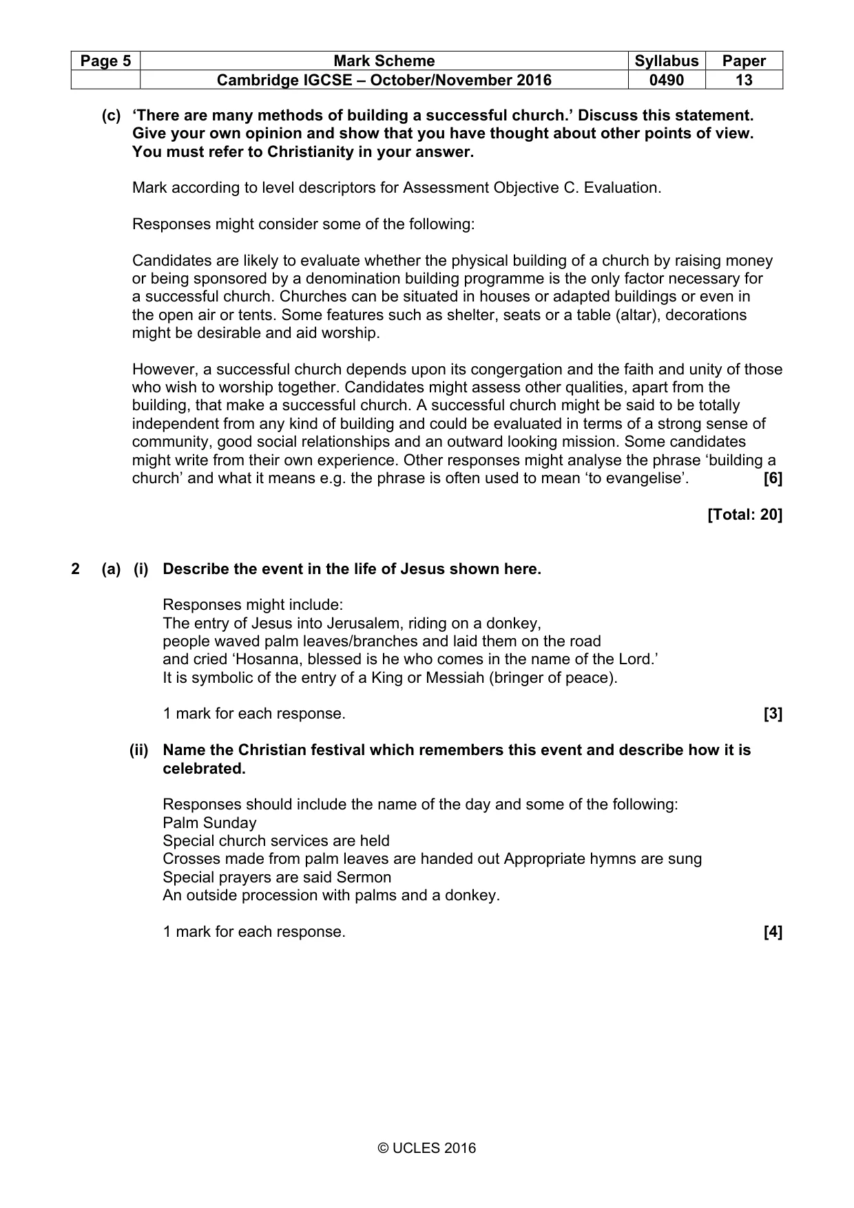 Mark scheme, page 5 of 12