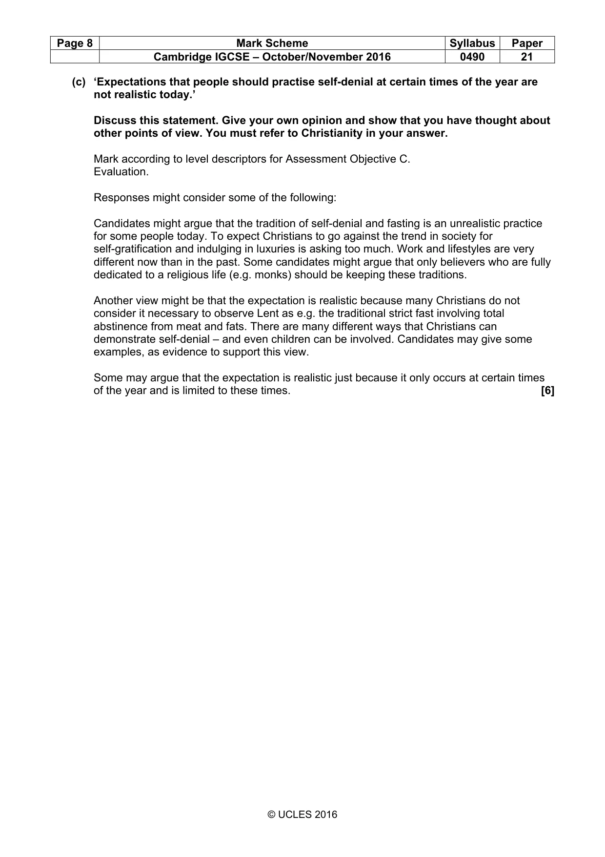 Mark scheme, page 8 of 17