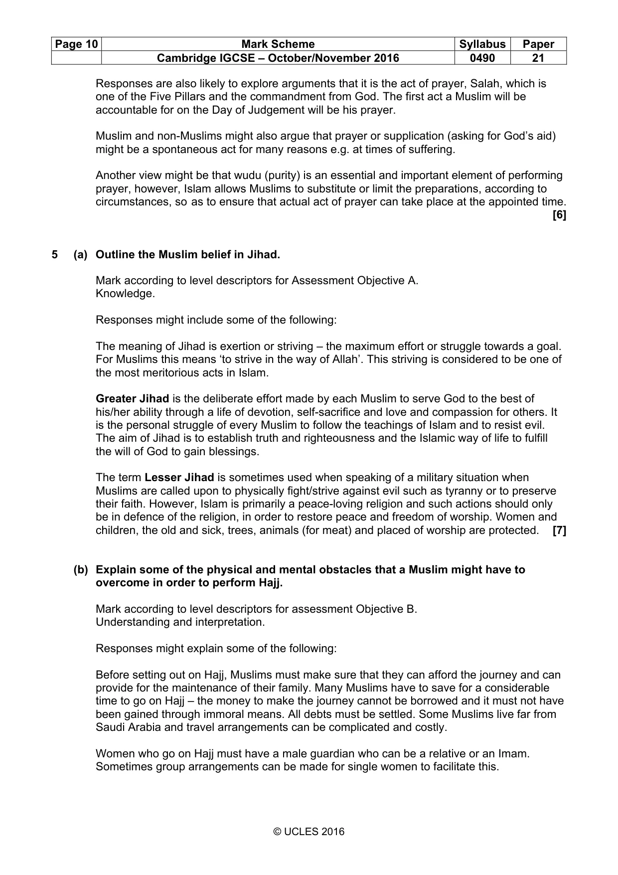 Mark scheme, page 10 of 17