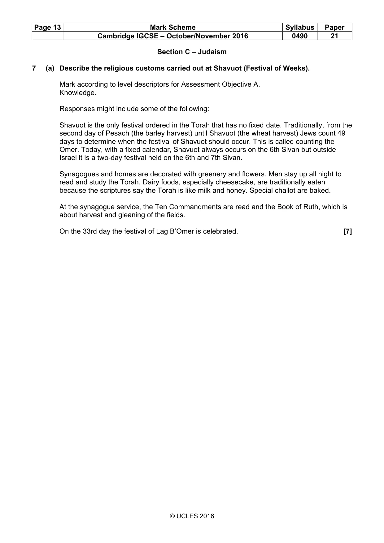 Mark scheme, page 13 of 17