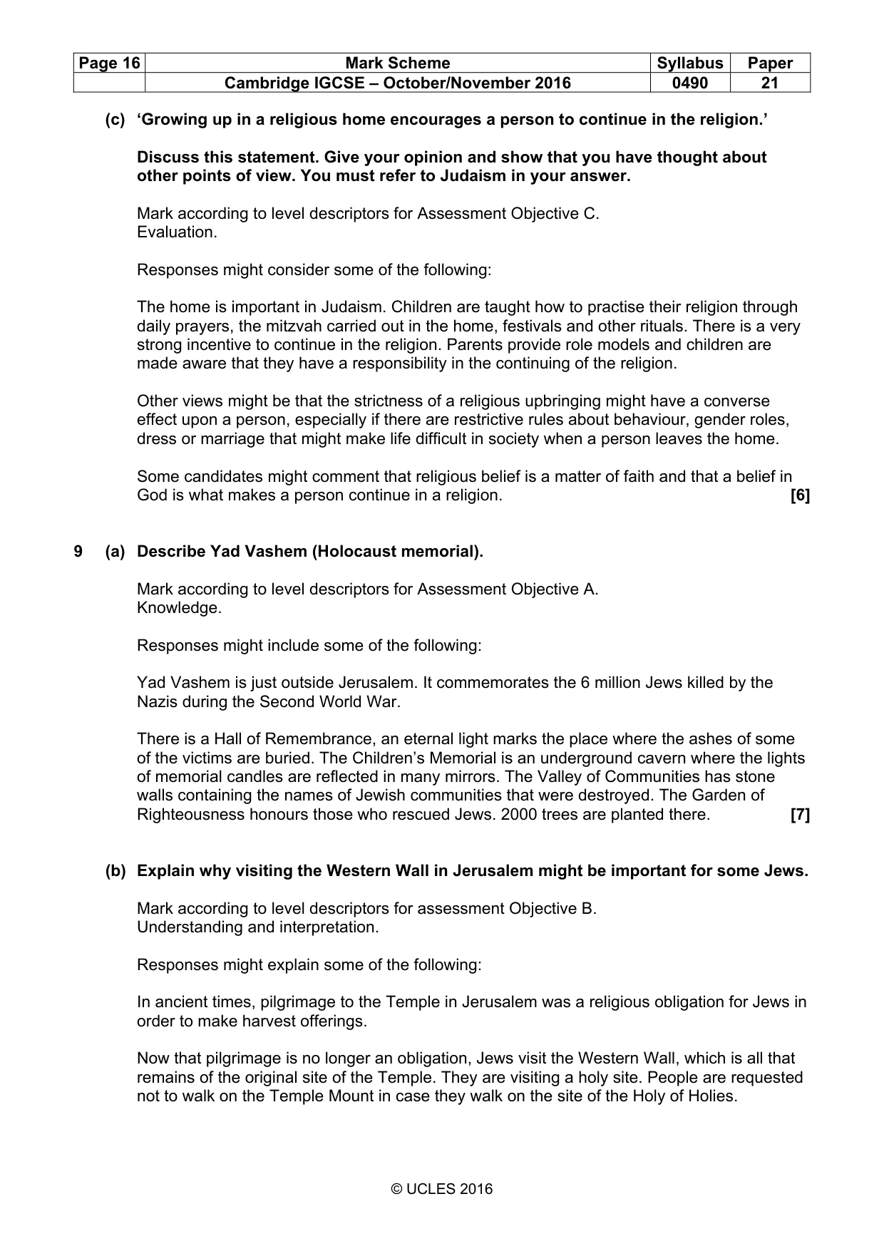 Mark scheme, page 16 of 17