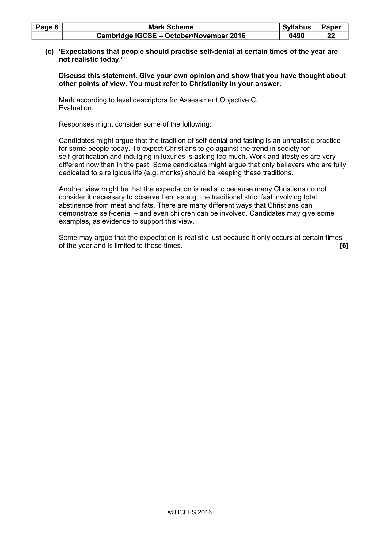 Mark scheme, page 8 of 17
