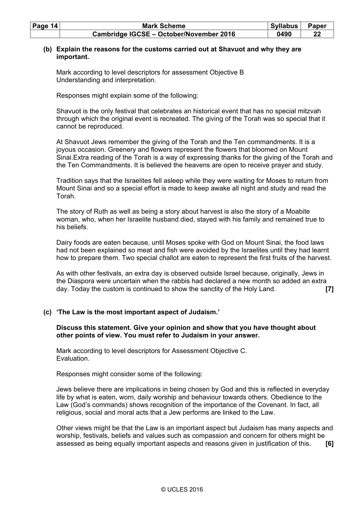 Mark scheme, page 14 of 17