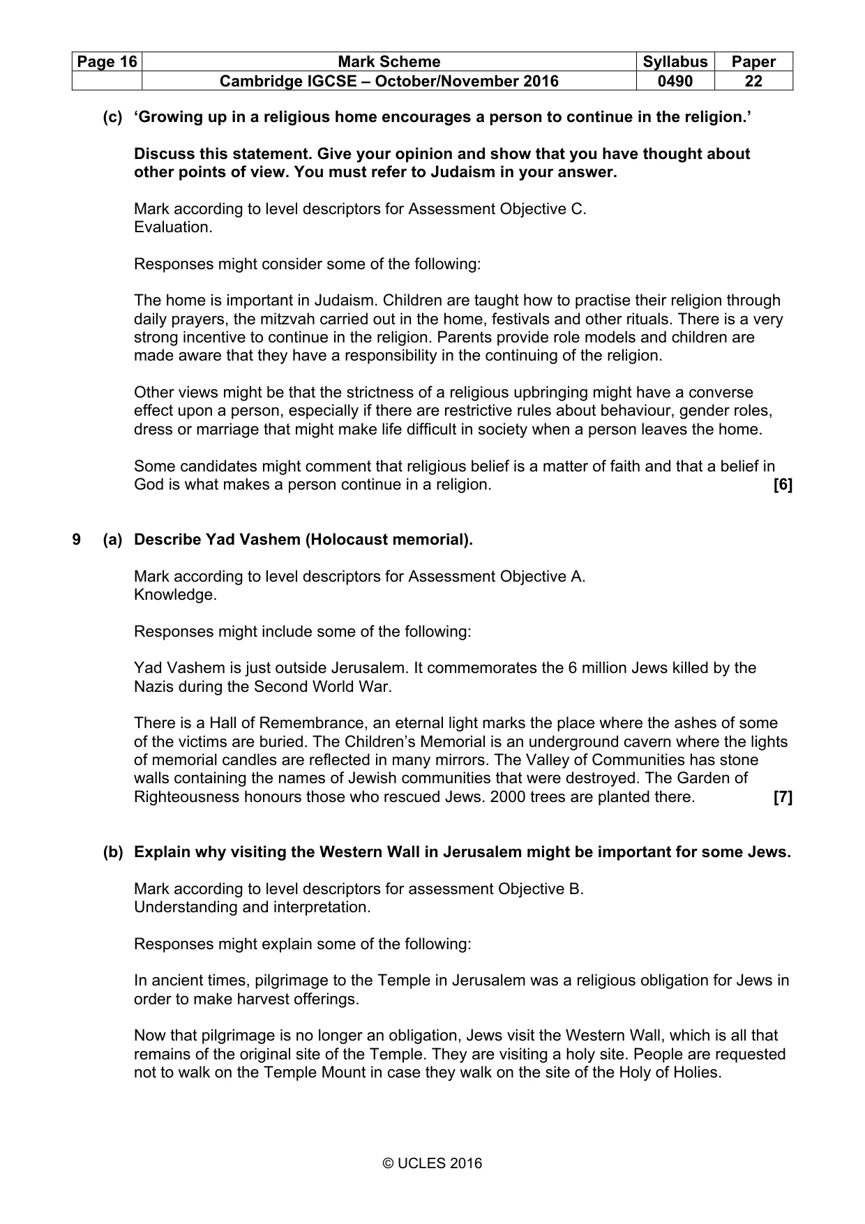 Mark scheme, page 16 of 17