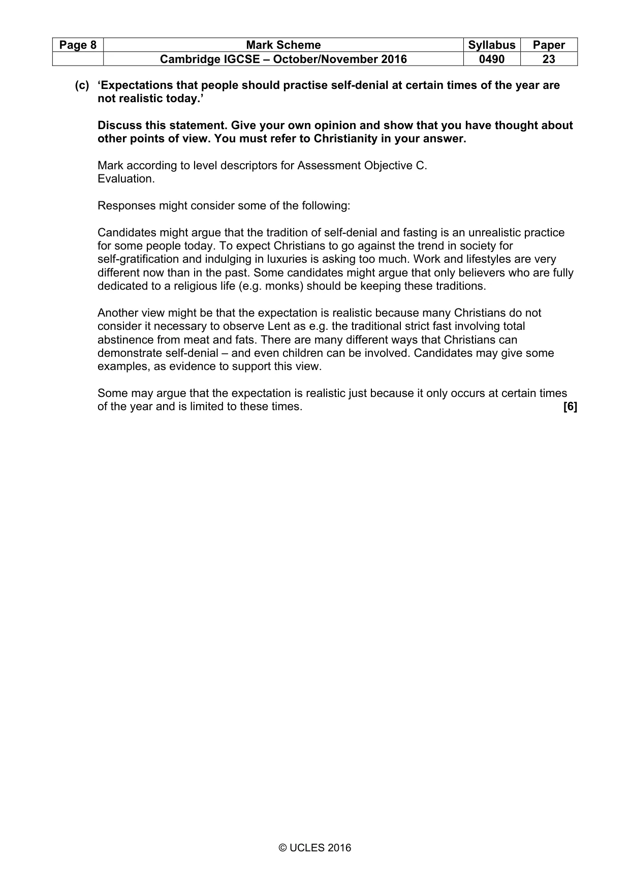 Mark scheme, page 8 of 17