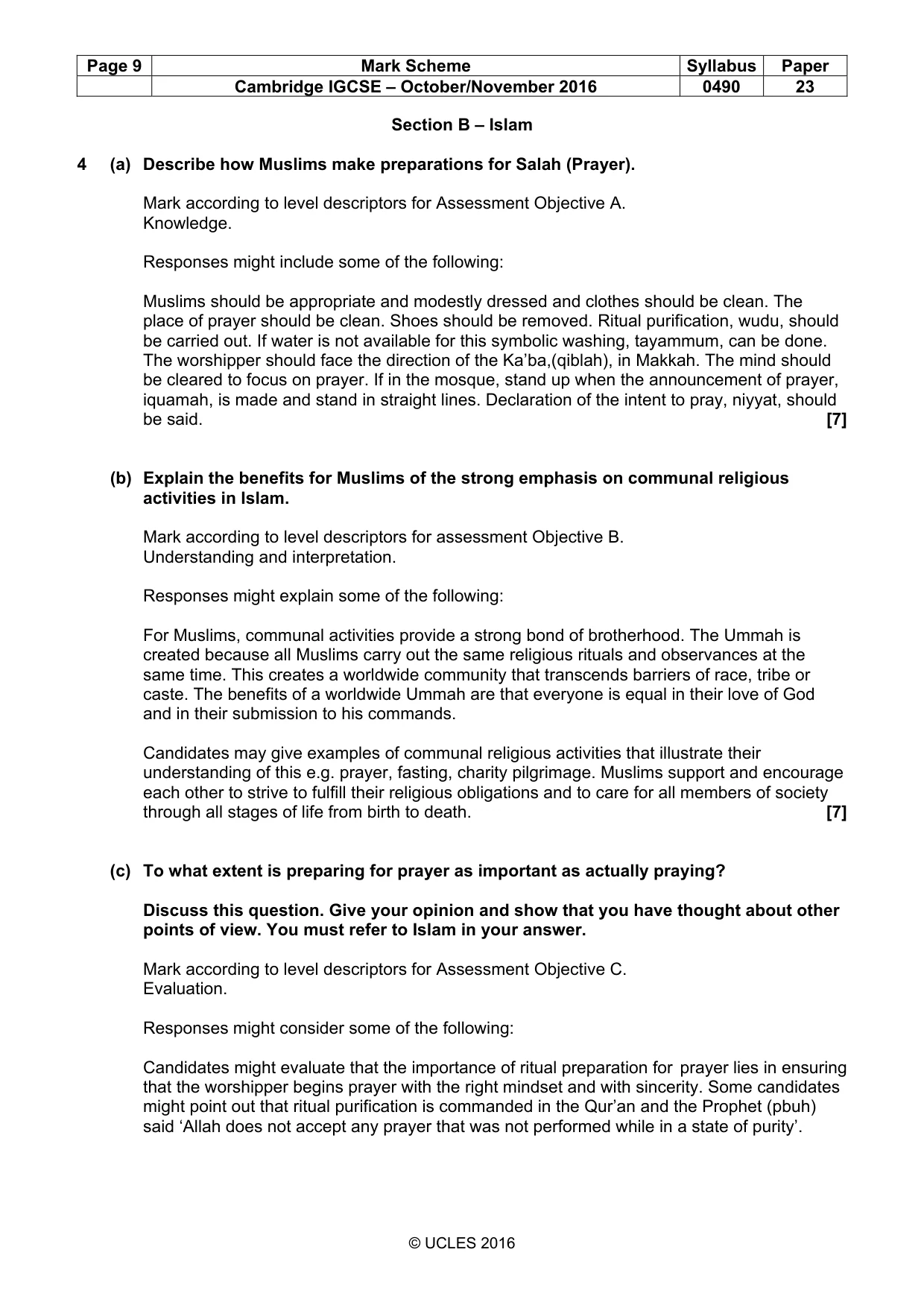 Mark scheme, page 9 of 17