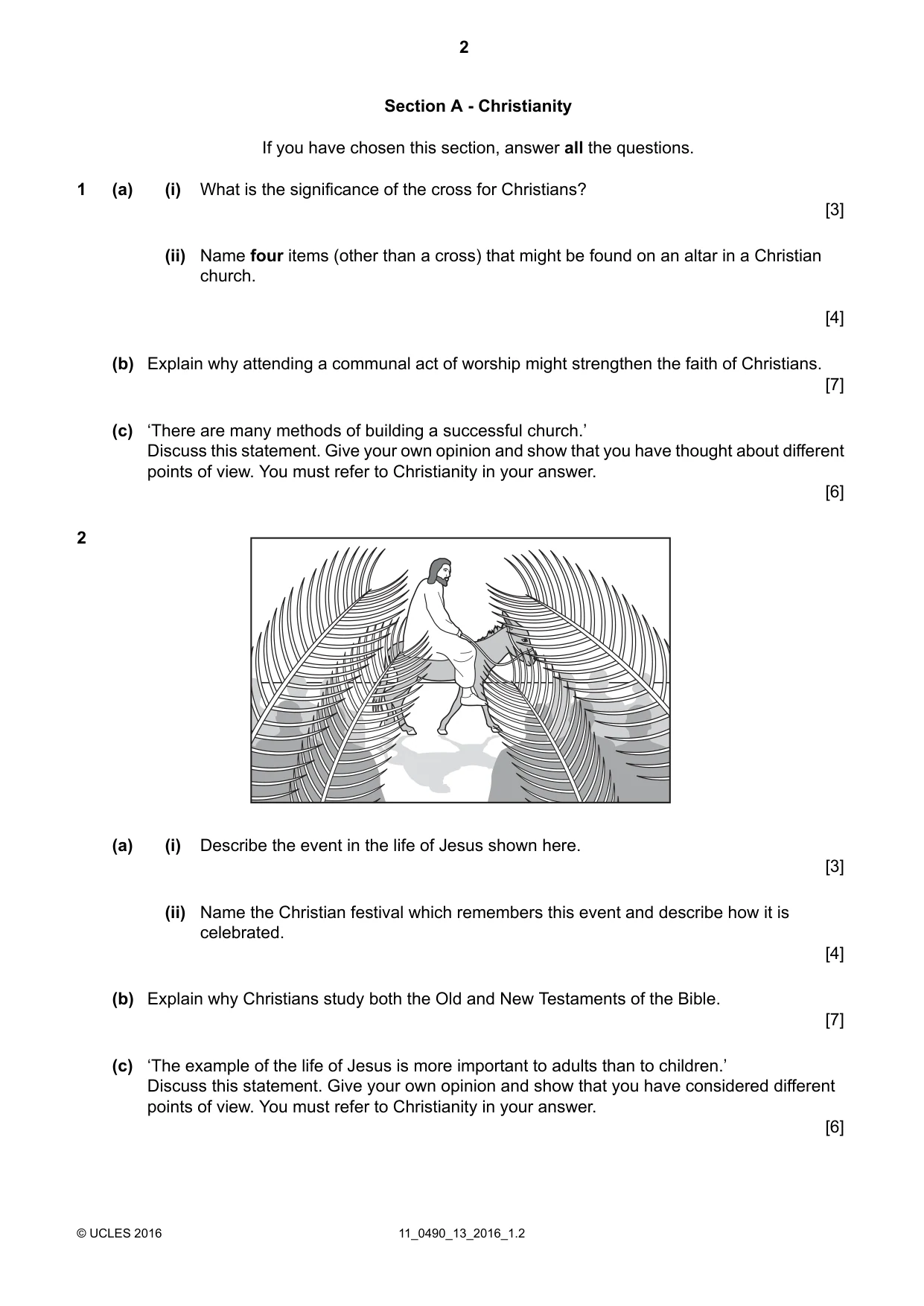 Cambridge IGCSE Religious Studies 0490 2016 Oct/Nov Paper 1 · Variant 3 question paper, page 2 of 4