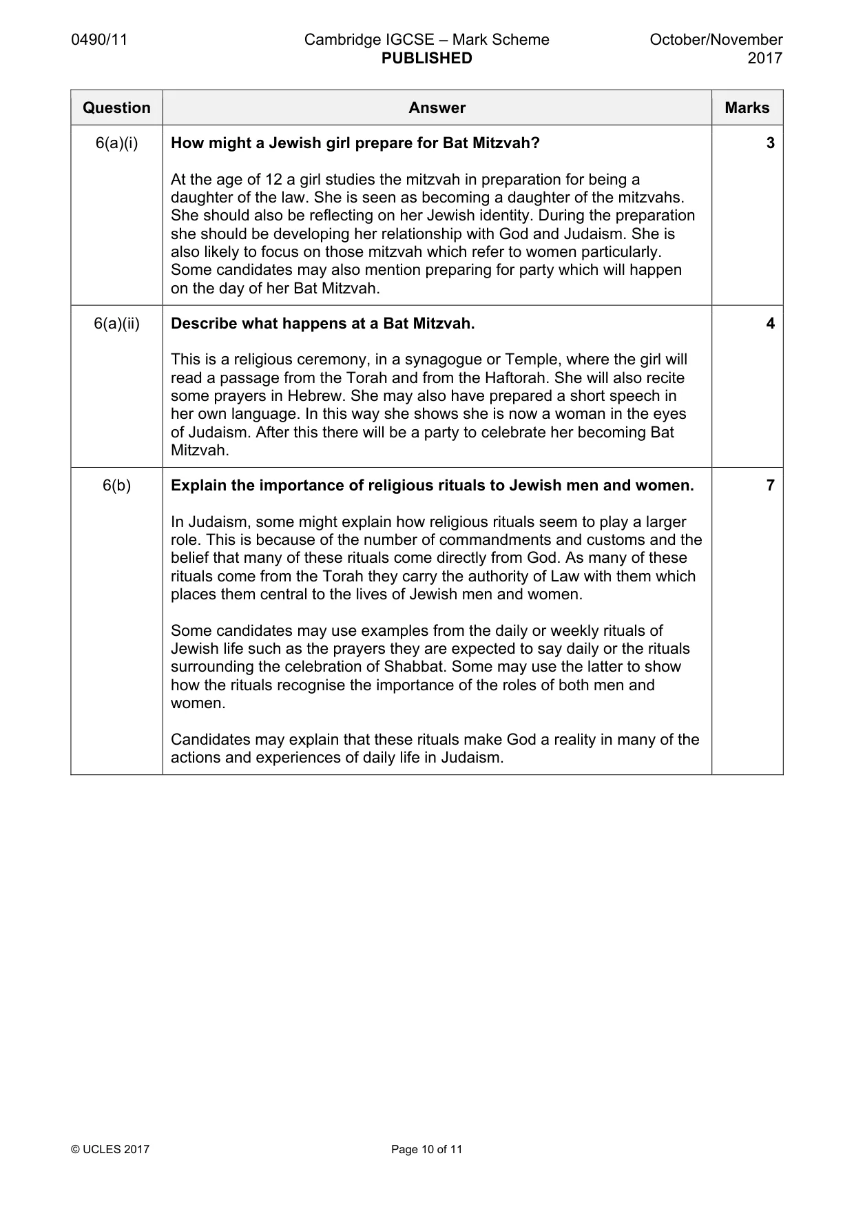 Mark scheme, page 10 of 11