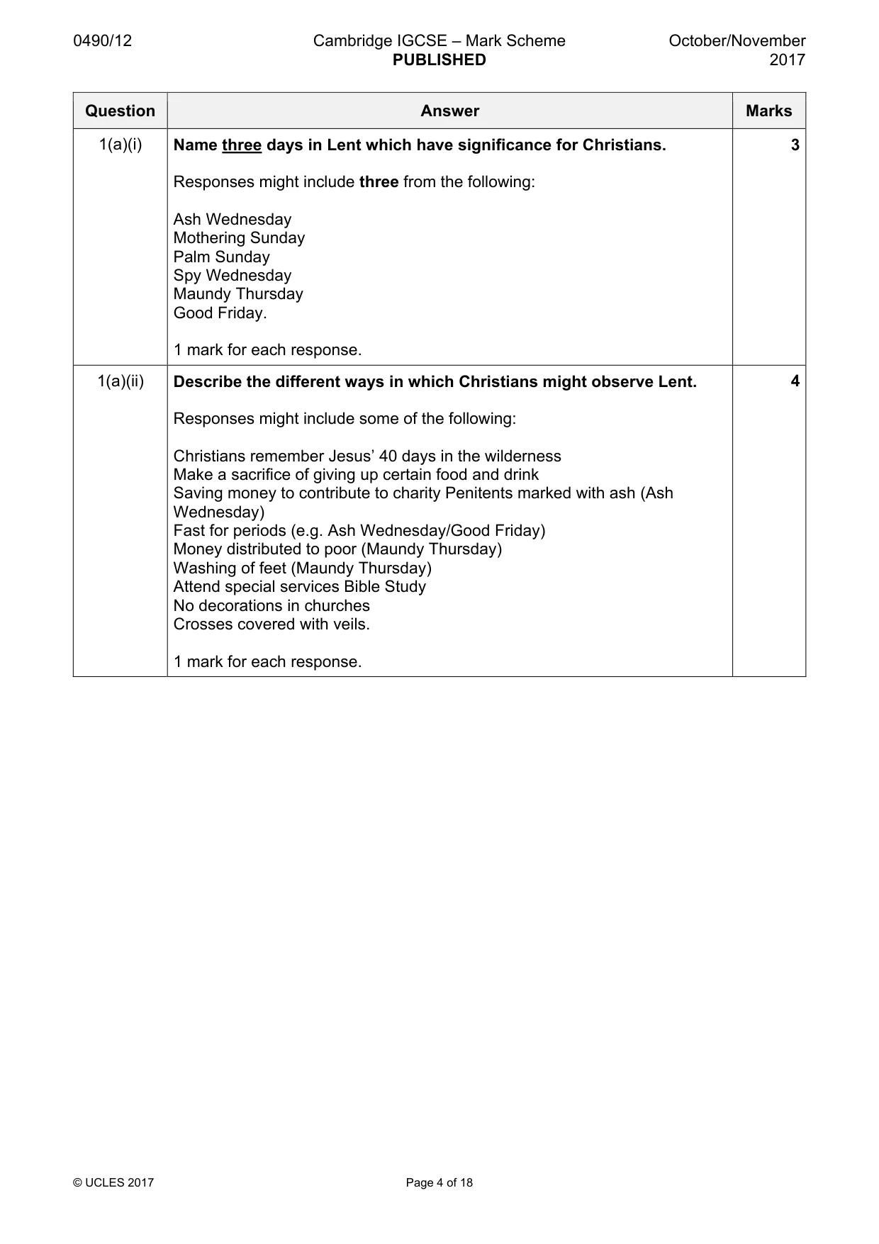 Mark scheme, page 4 of 18