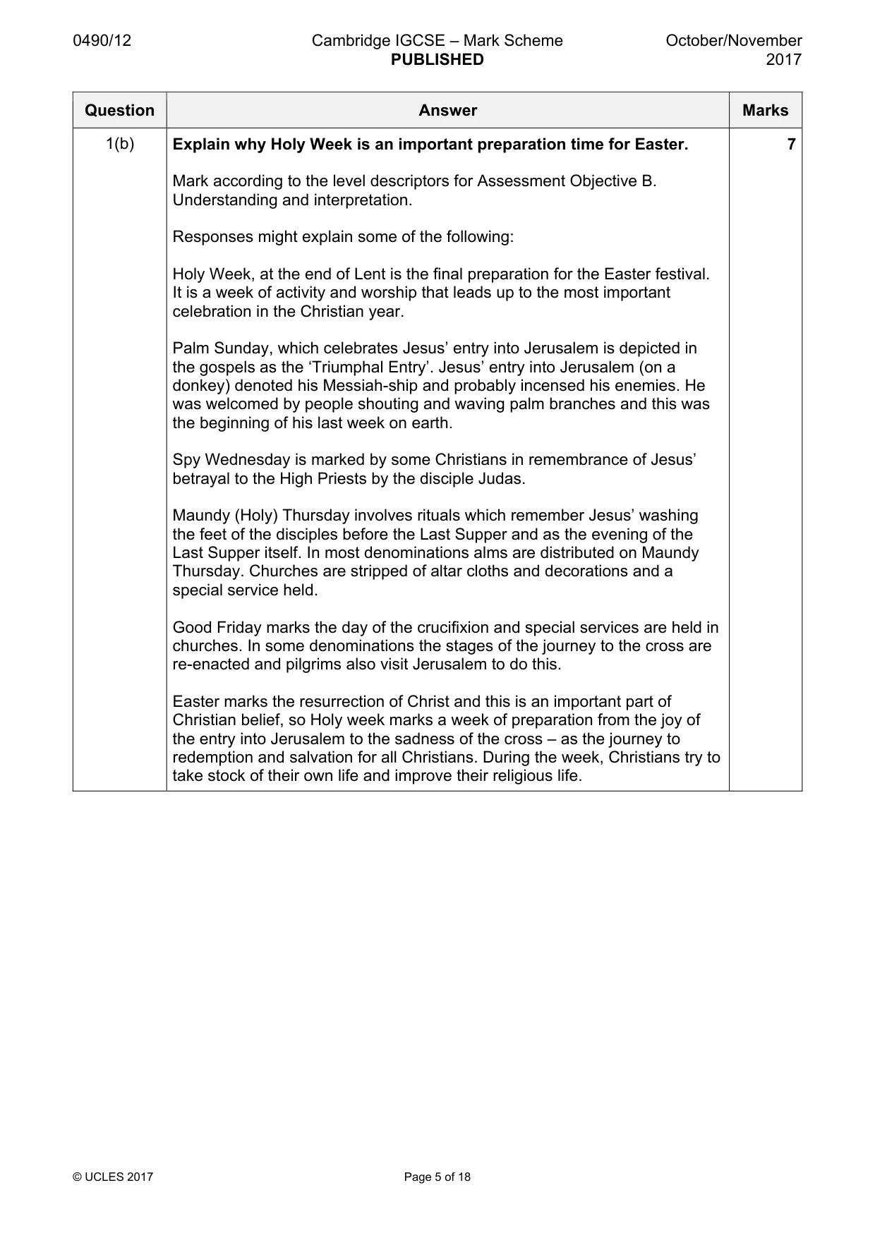 Mark scheme, page 5 of 18