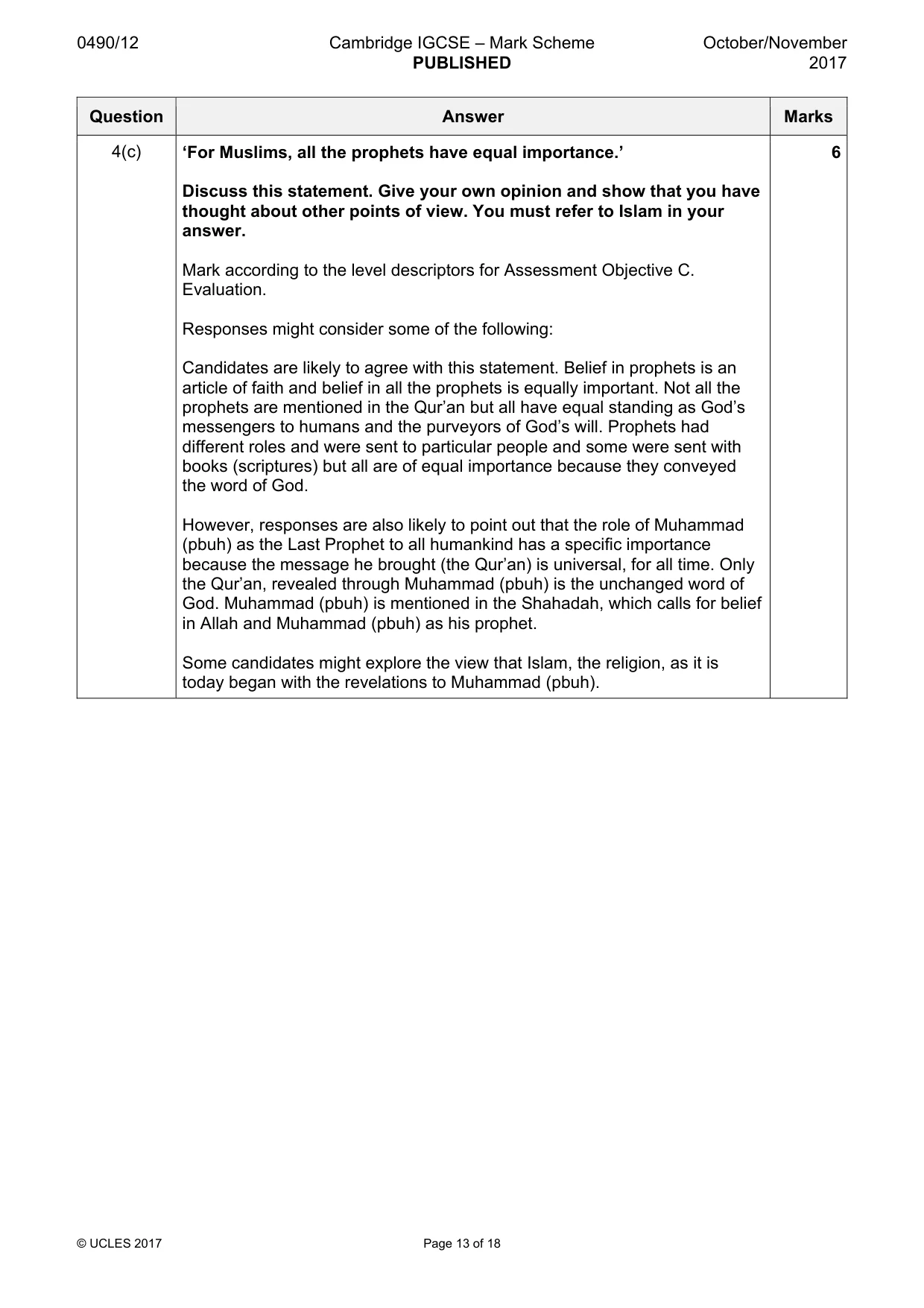 Mark scheme, page 13 of 18