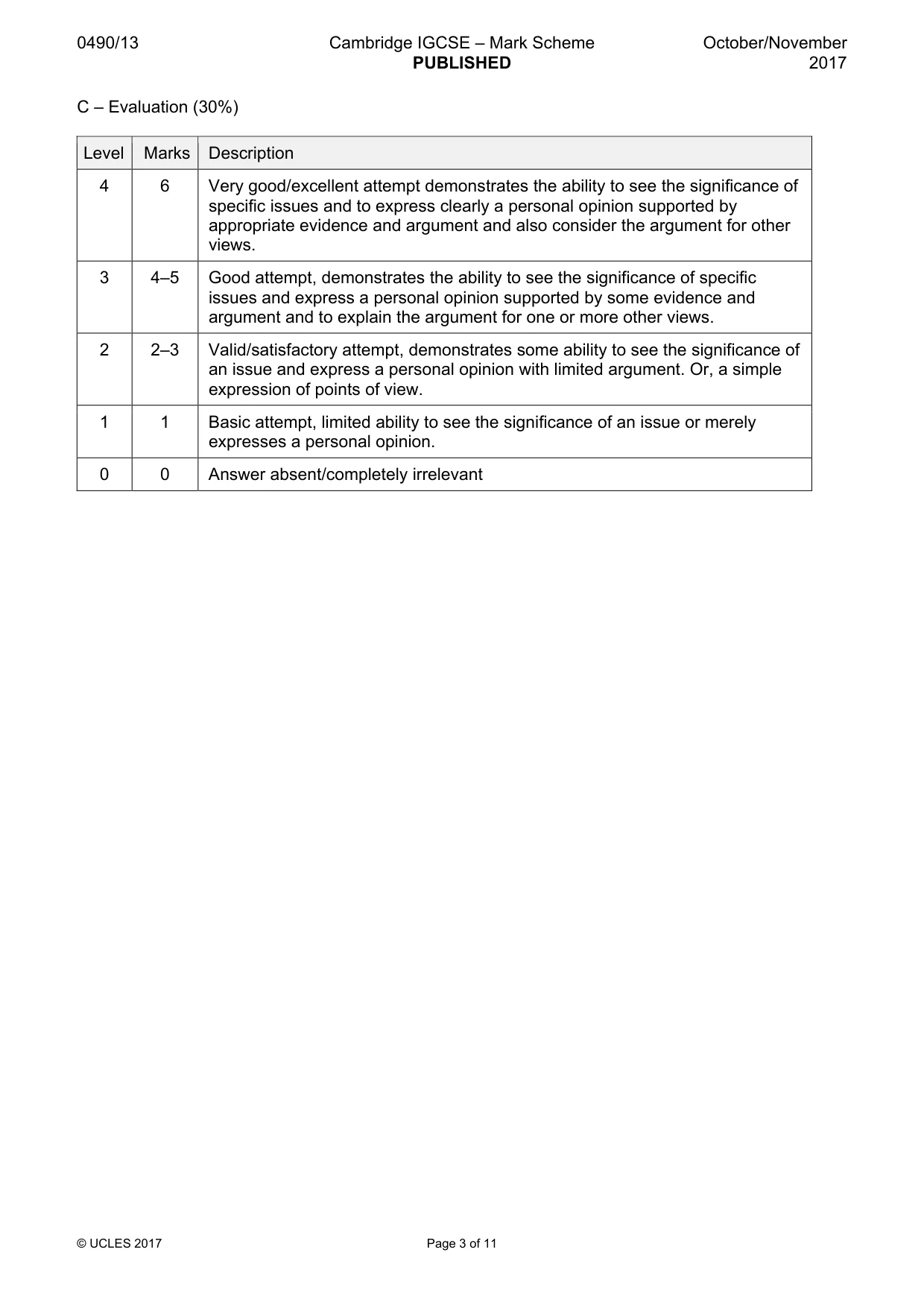 Mark scheme, page 3 of 11