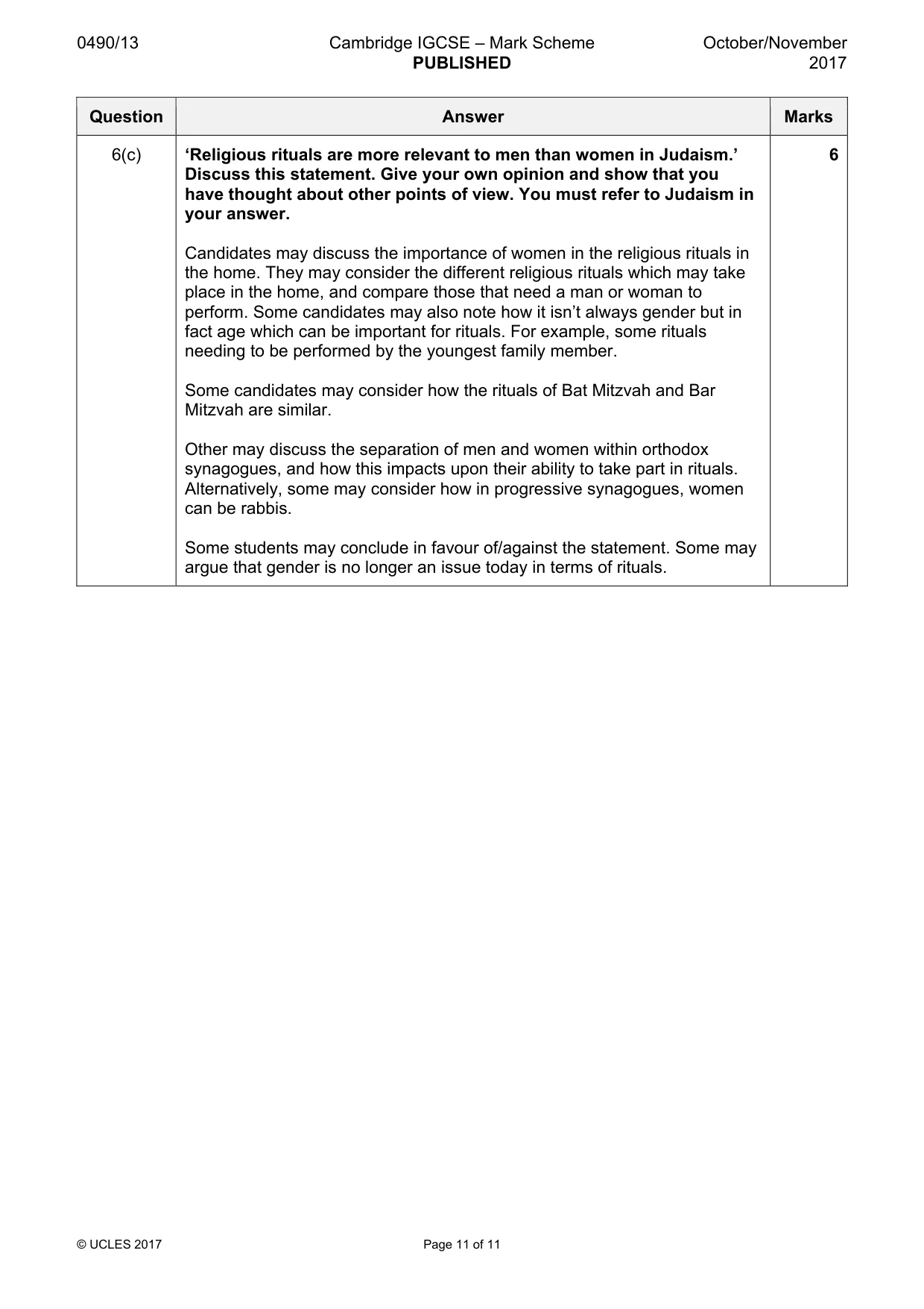 Mark scheme, page 11 of 11