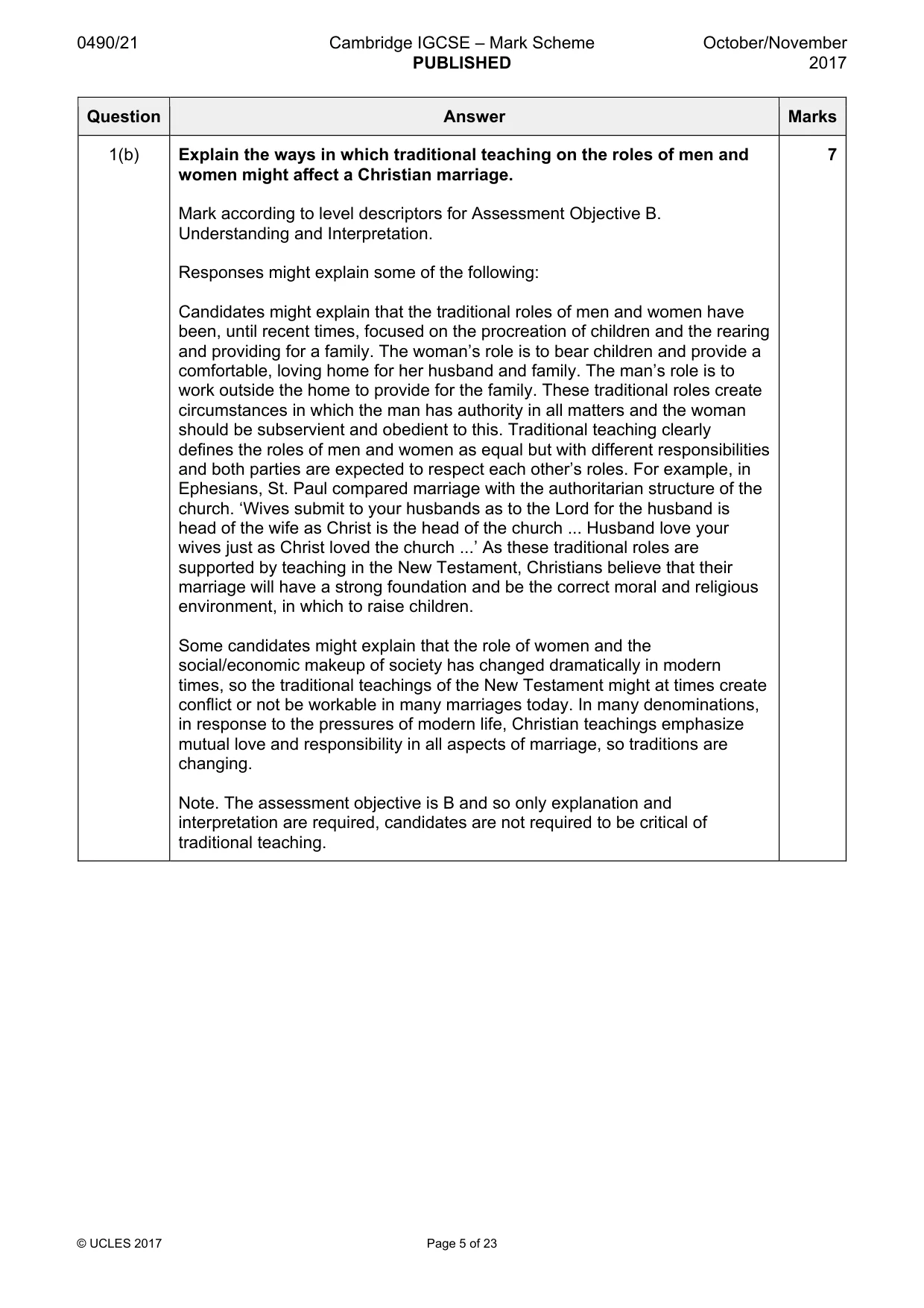 Mark scheme, page 5 of 23