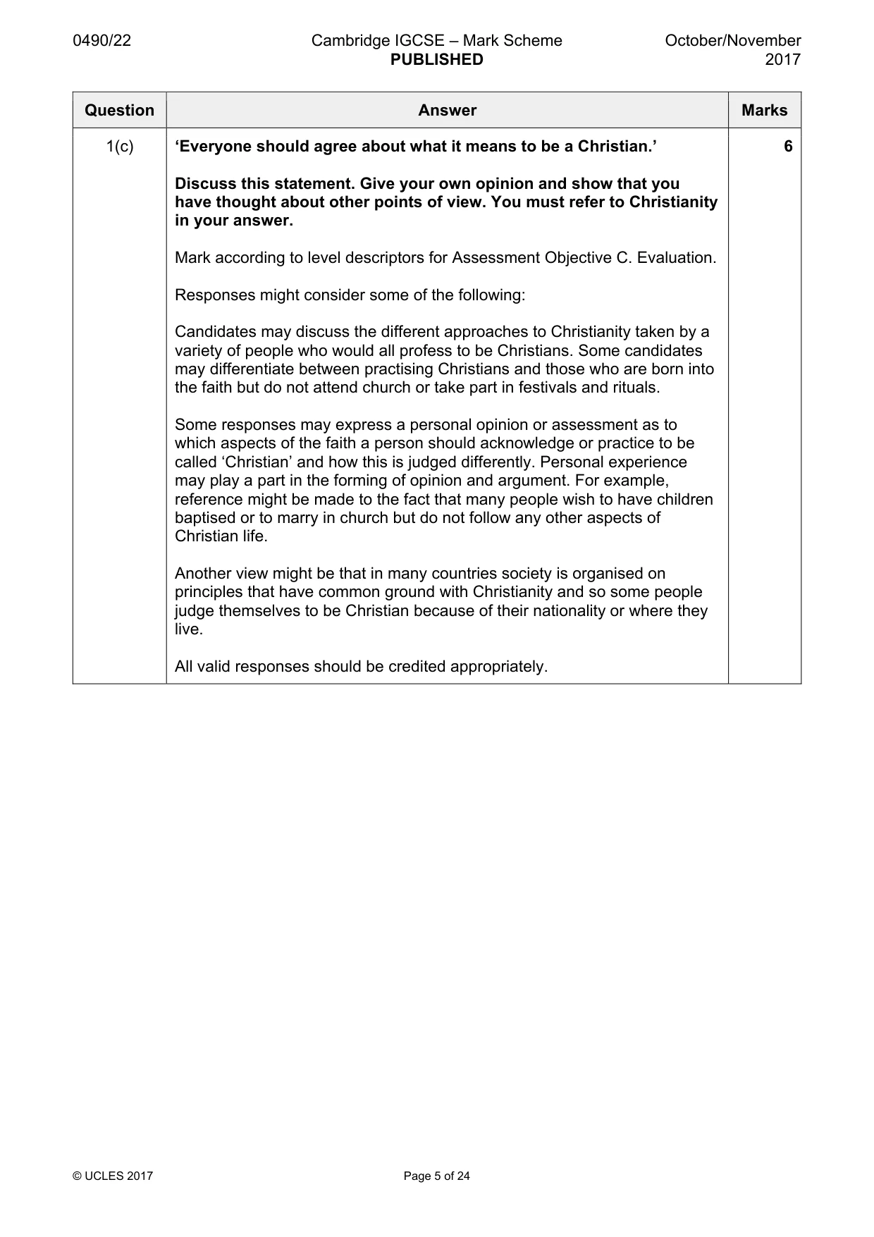 Mark scheme, page 5 of 24