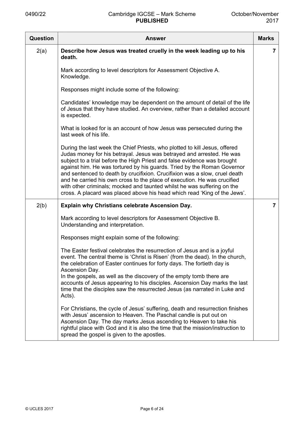 Mark scheme, page 6 of 24