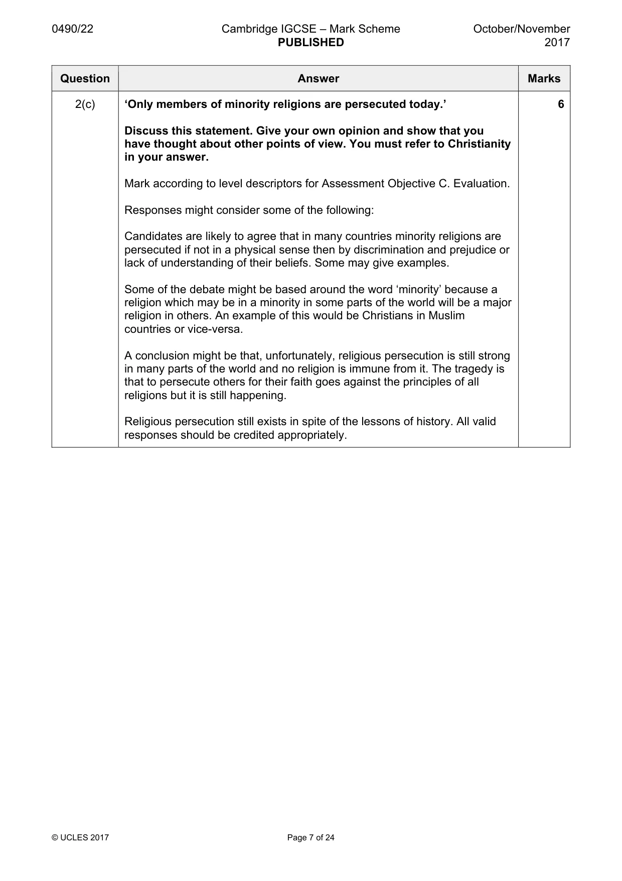 Mark scheme, page 7 of 24