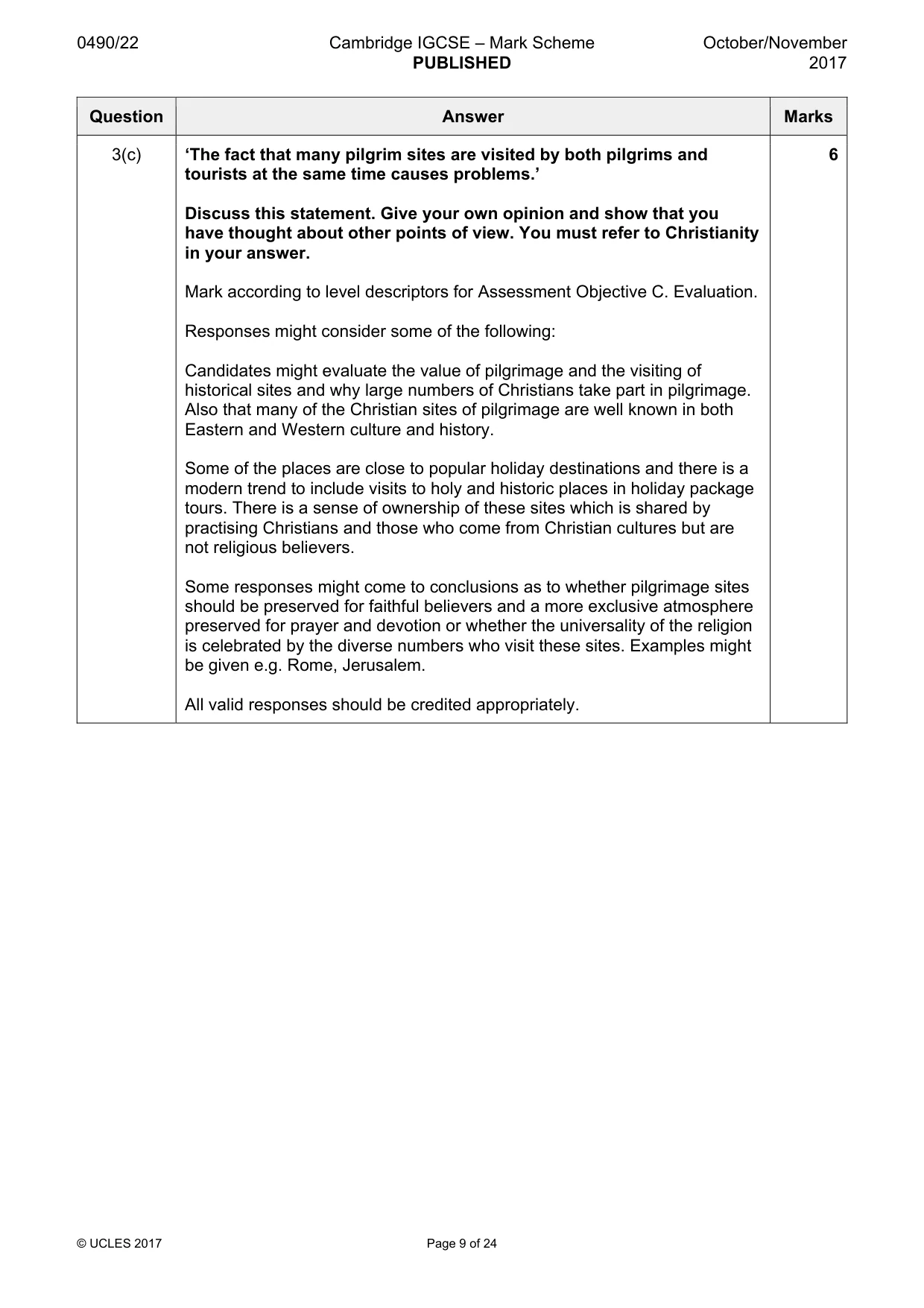 Mark scheme, page 9 of 24